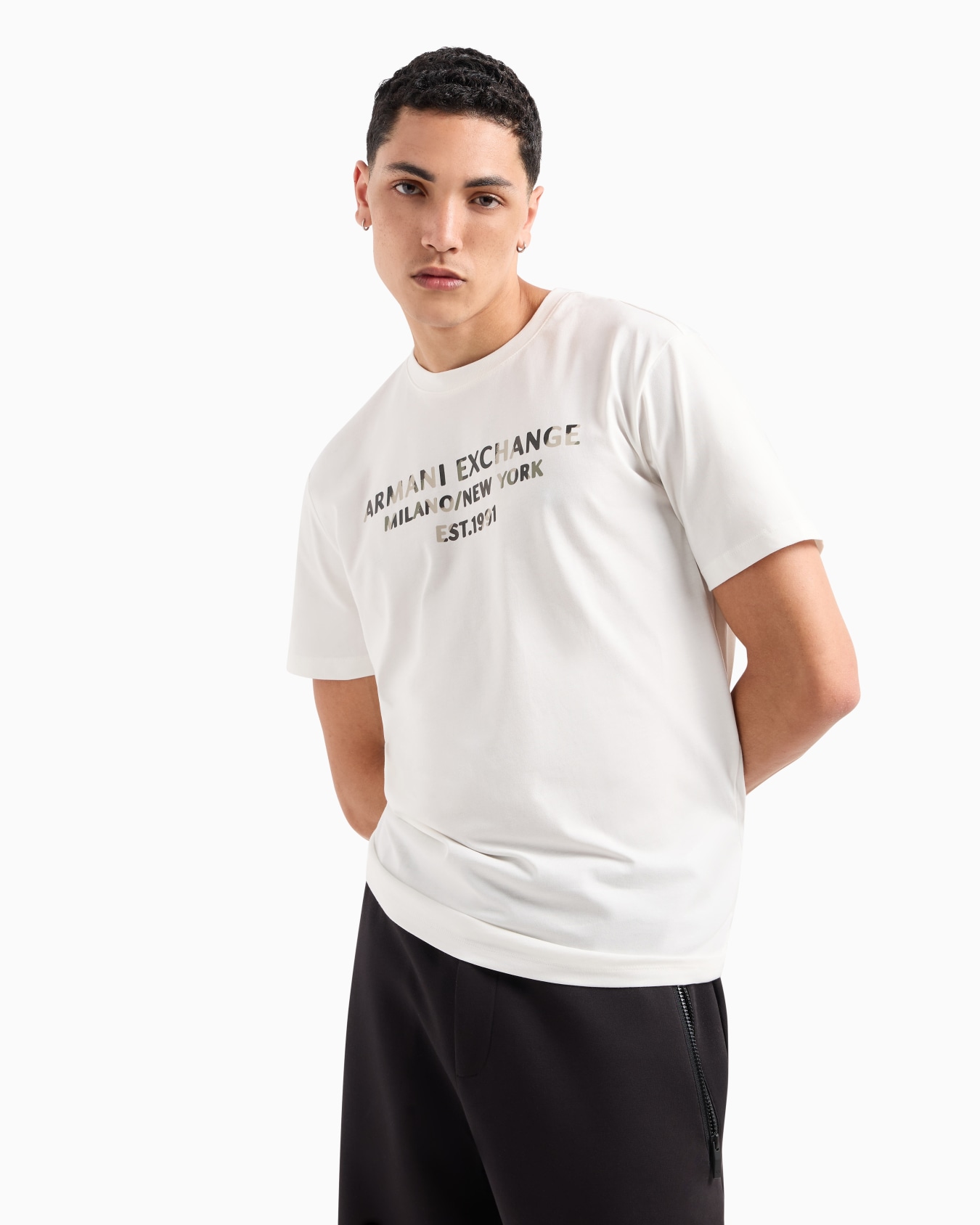 Camiseta regular fit con logo de camuflaje en algodón ASV Diapositiva 1