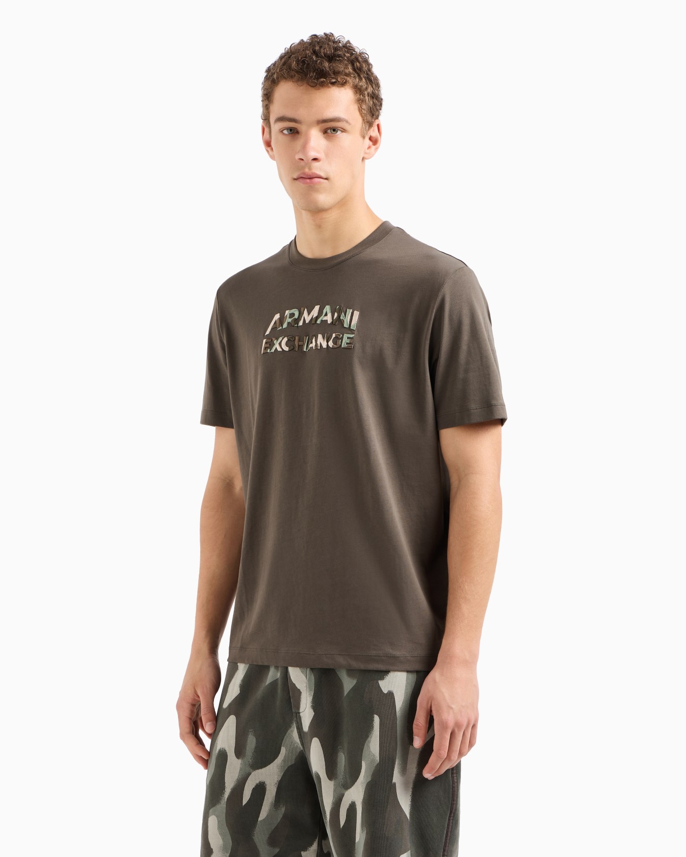 Regular fit T-shirt with camouflage logo in ASV cotton Slide 1