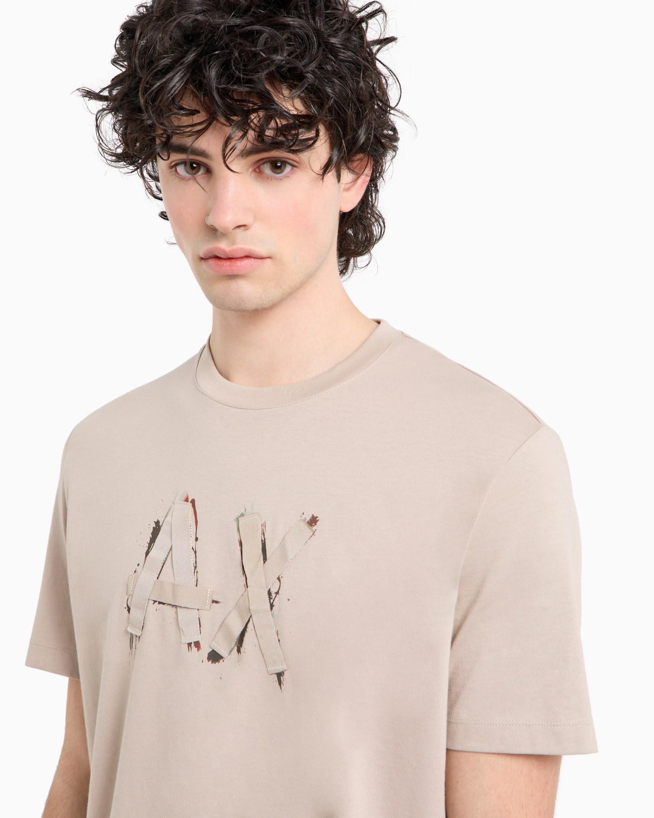 Regular fit T-shirt with brush stroke logo in ASV cotton Slide 4