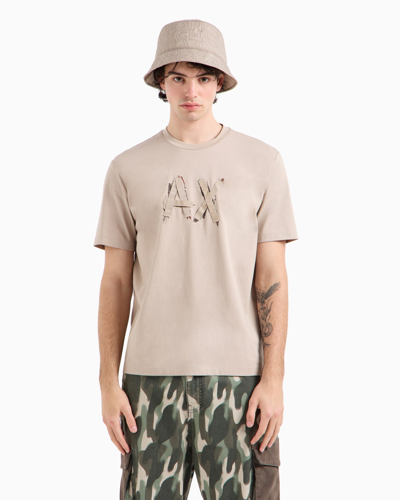 Regular fit T-shirt with brush stroke logo in ASV cotton Slide 1