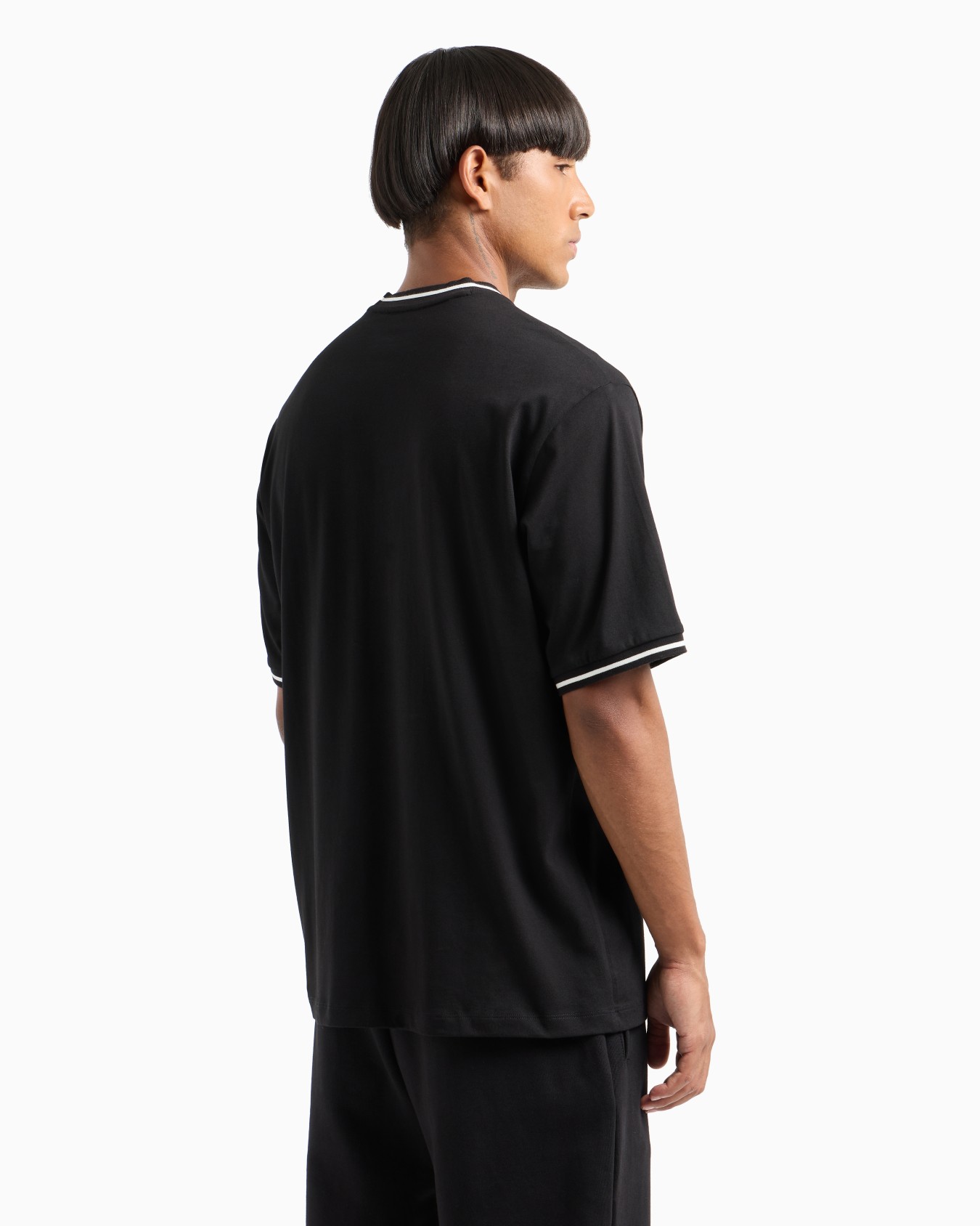 Camiseta de corte relajado con ribetes en contraste en algodón ASV Diapositiva 2