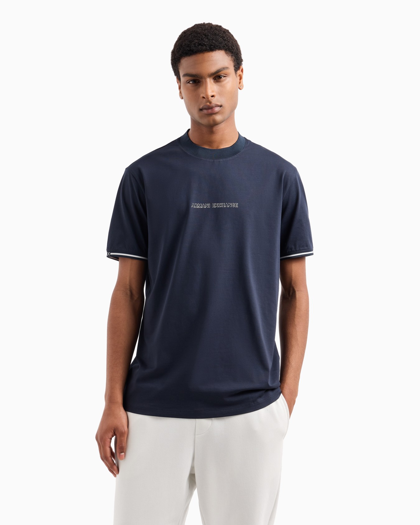 Camiseta regular fit con perfiles en contraste en algodón ASV Diapositiva 1