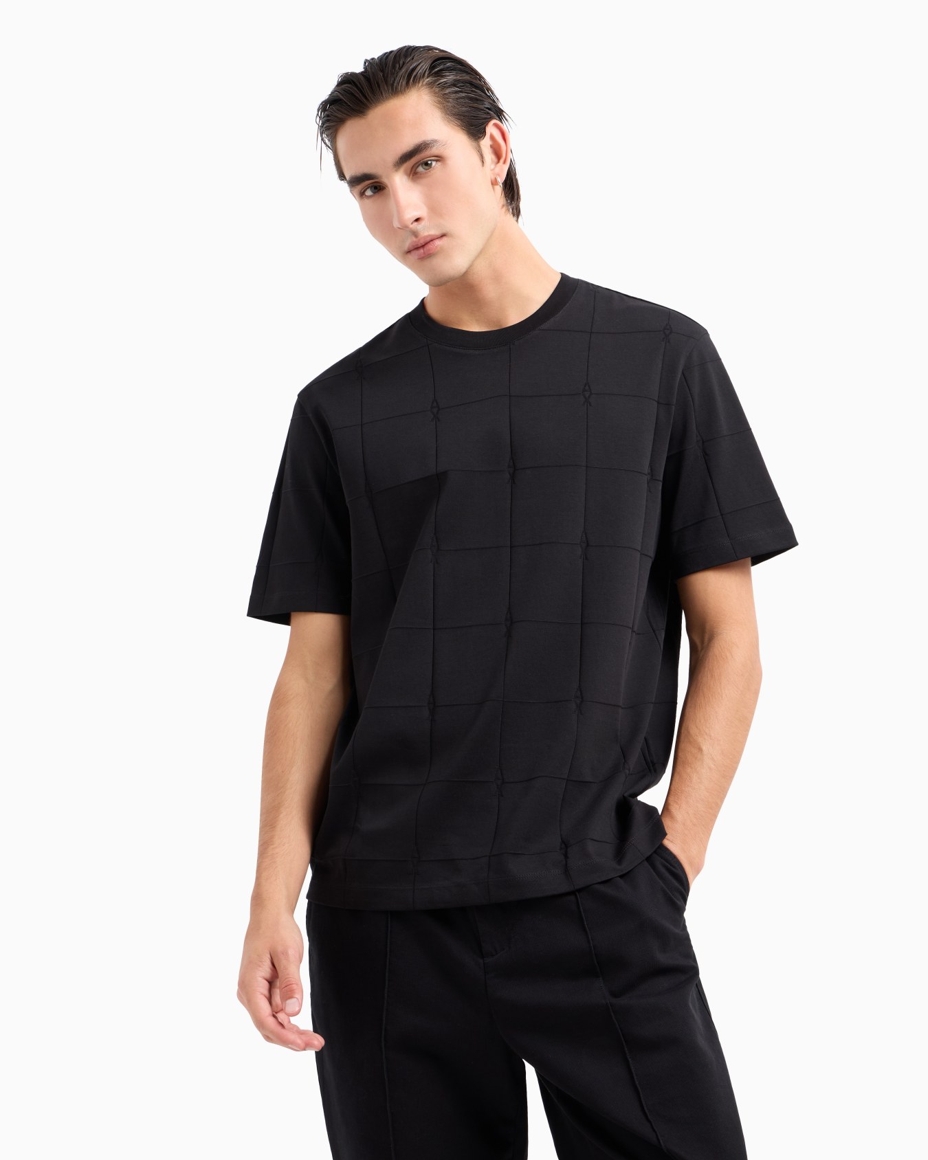 Regular fit ASV ribbed cotton T-shirt Slide 1