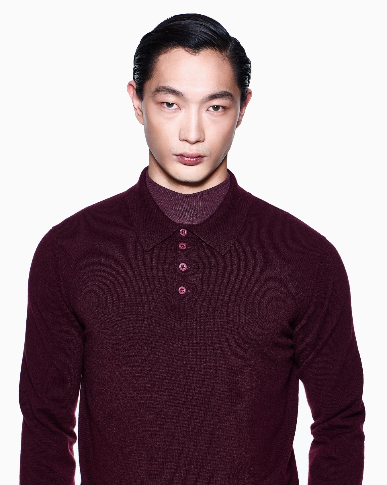 Long-sleeved cashmere polo shirt Slide 4
