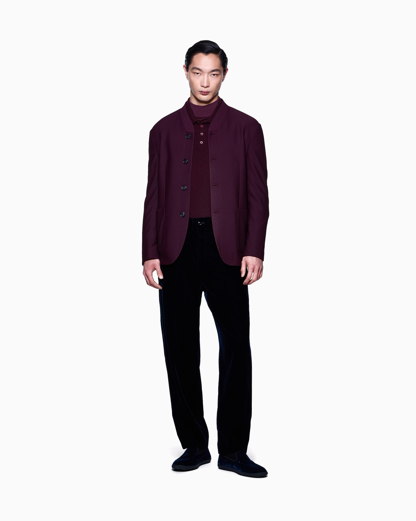 Long-sleeved cashmere polo shirt Slide 1