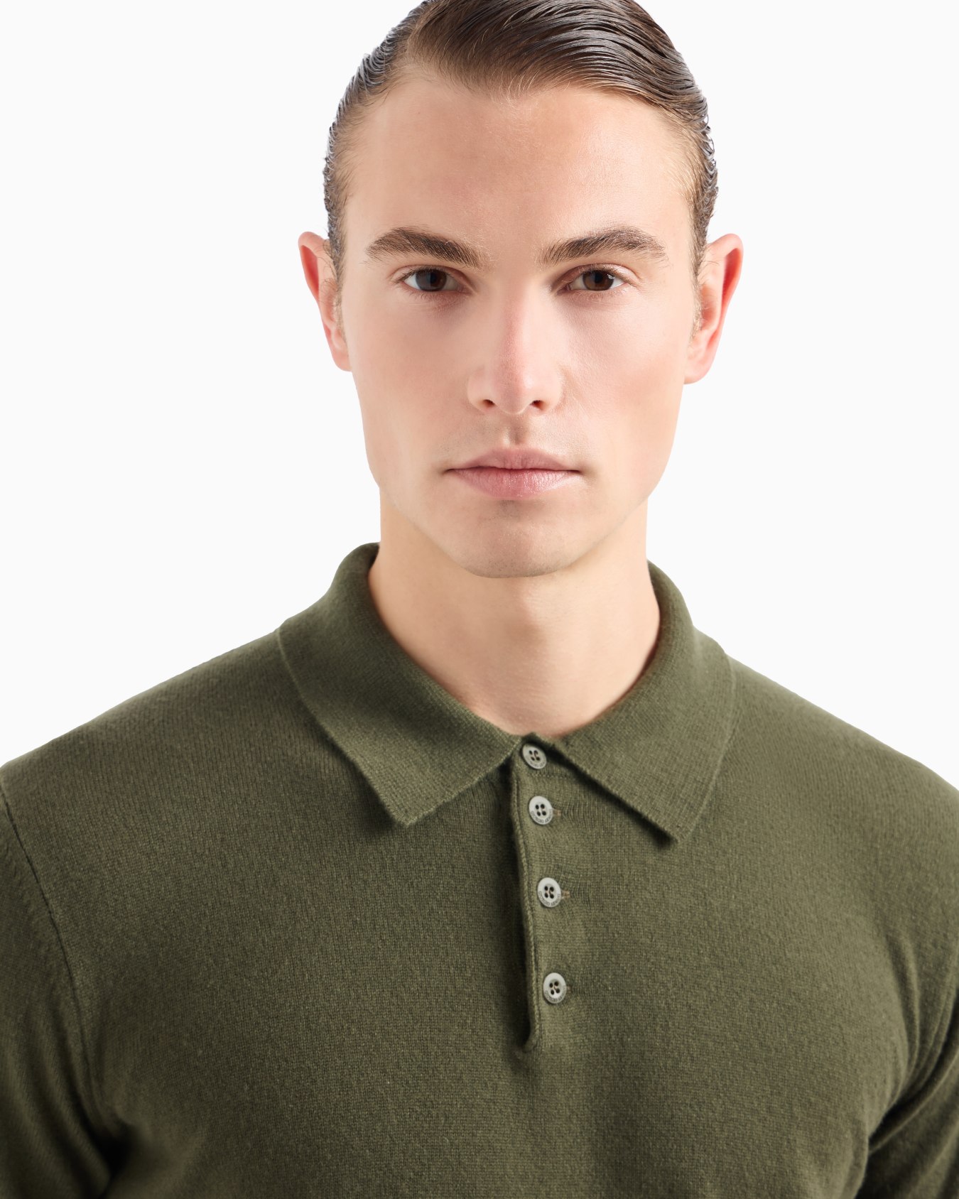 Long-sleeved cashmere polo shirt Slide 4