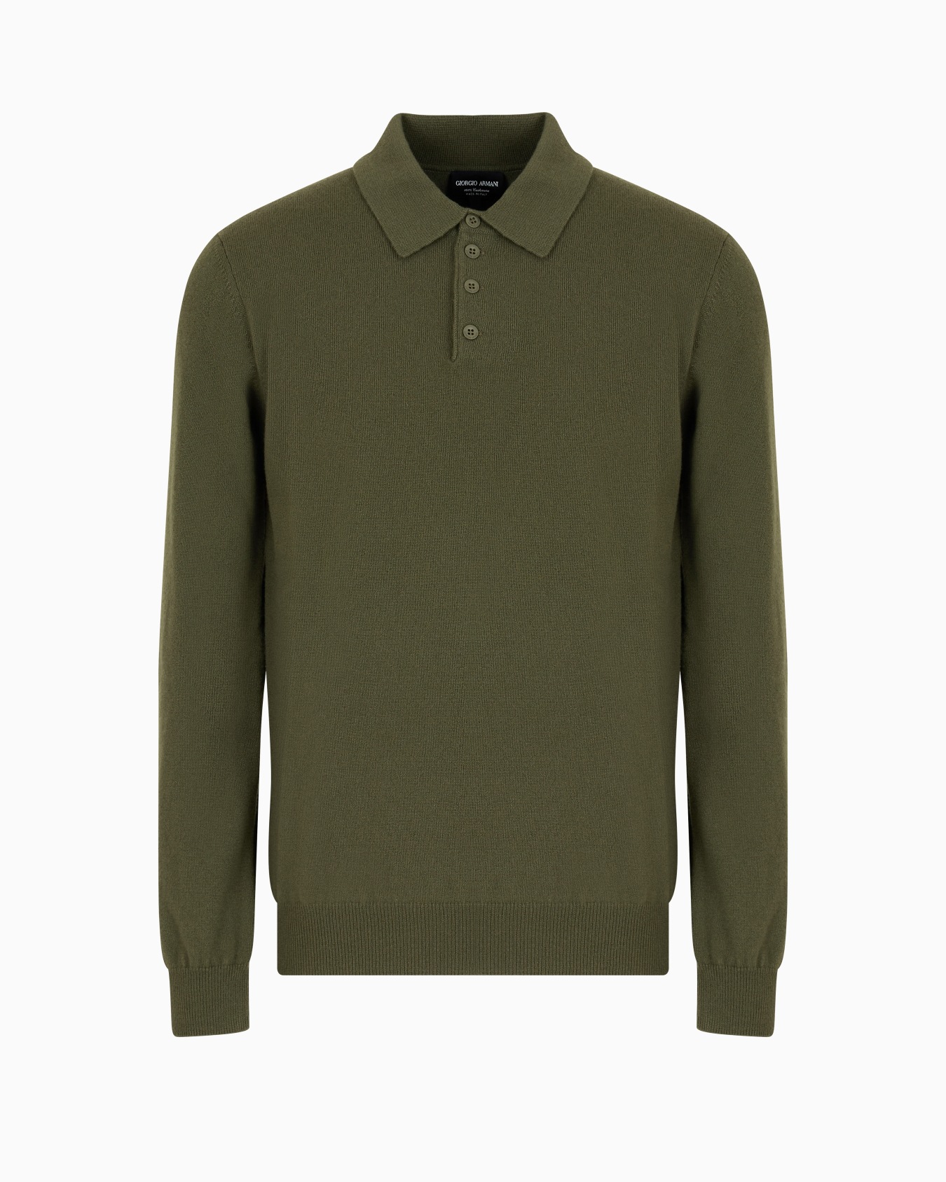 Long-sleeved cashmere polo shirt Slide 0
