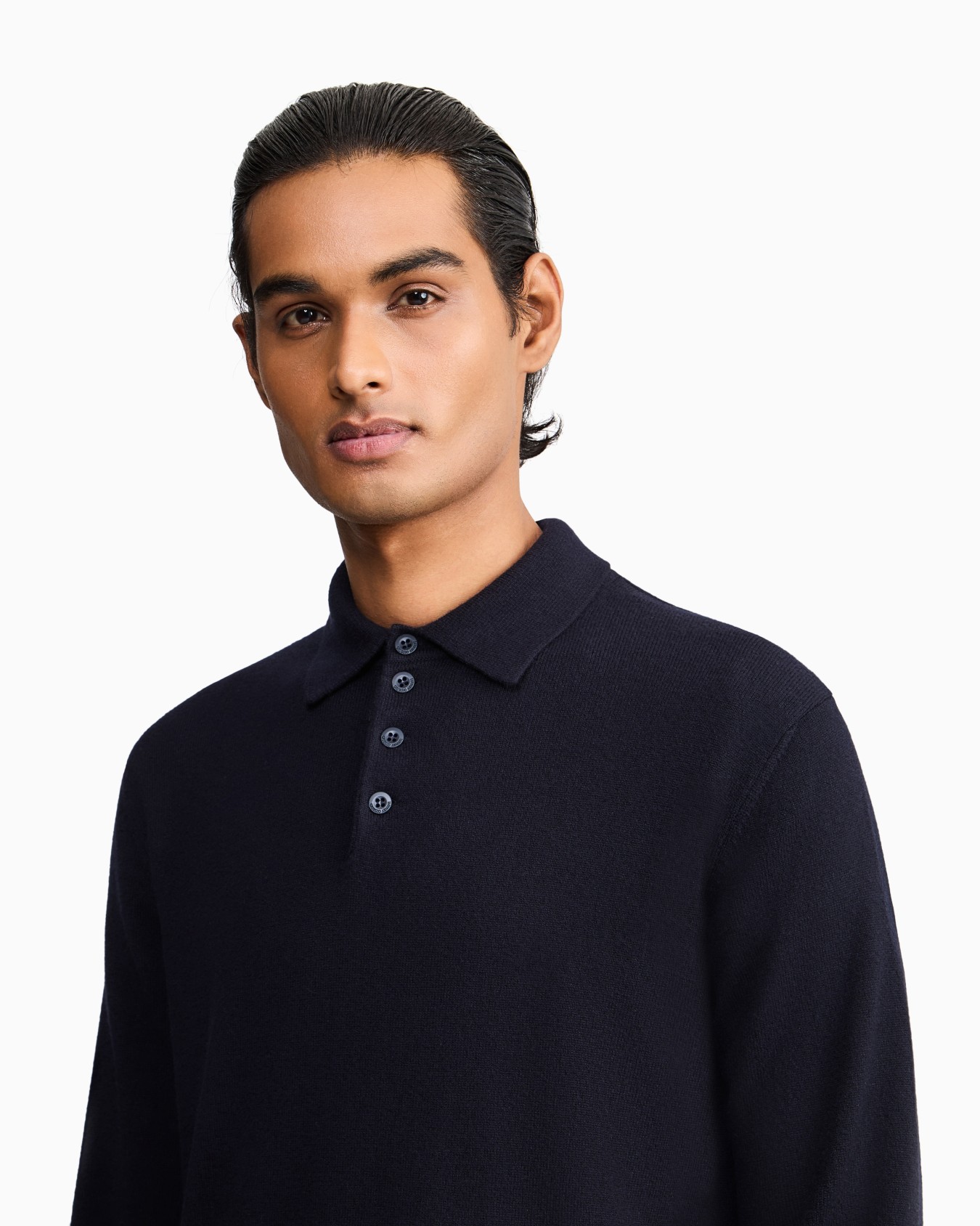 Long-sleeved cashmere polo shirt Slide 6