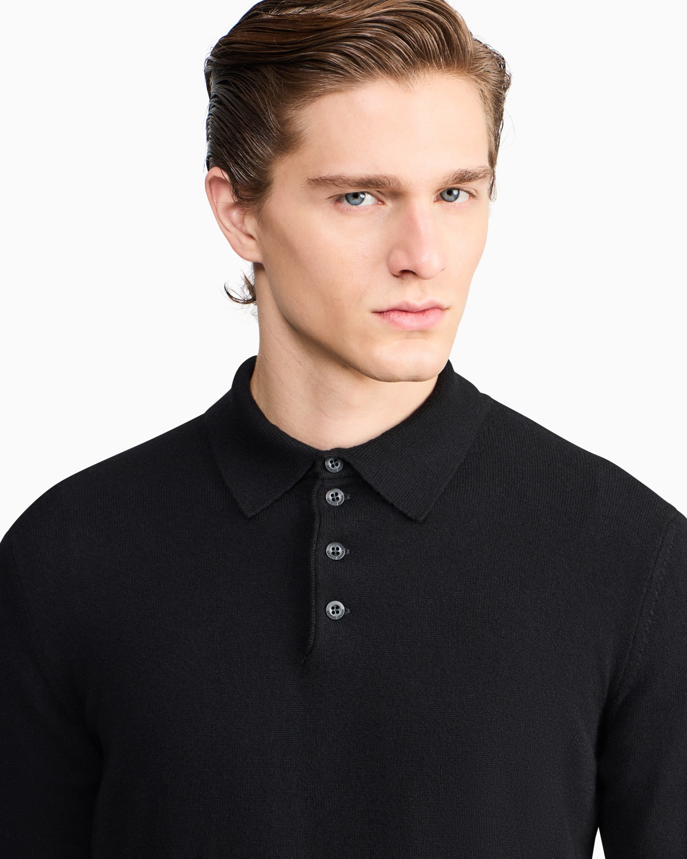 Long-sleeved cashmere polo shirt Slide 6