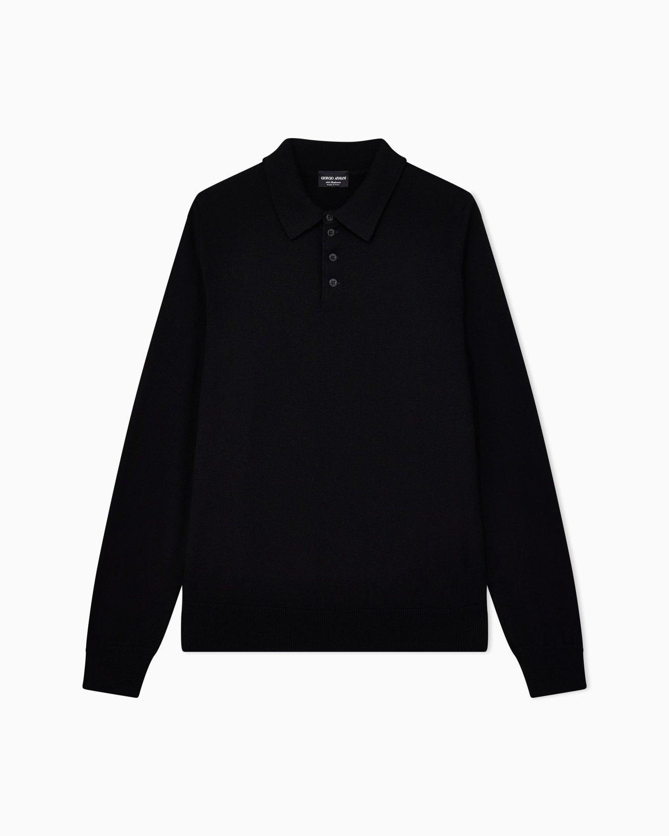 Long-sleeved cashmere polo shirt Slide 0