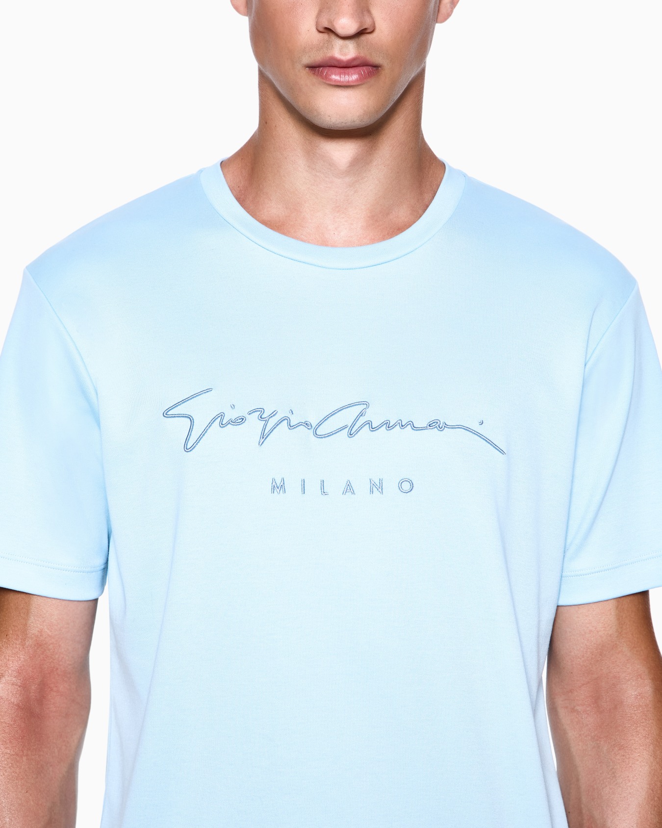 T-shirt in interlock di puro cotone con logo signature Slide 4