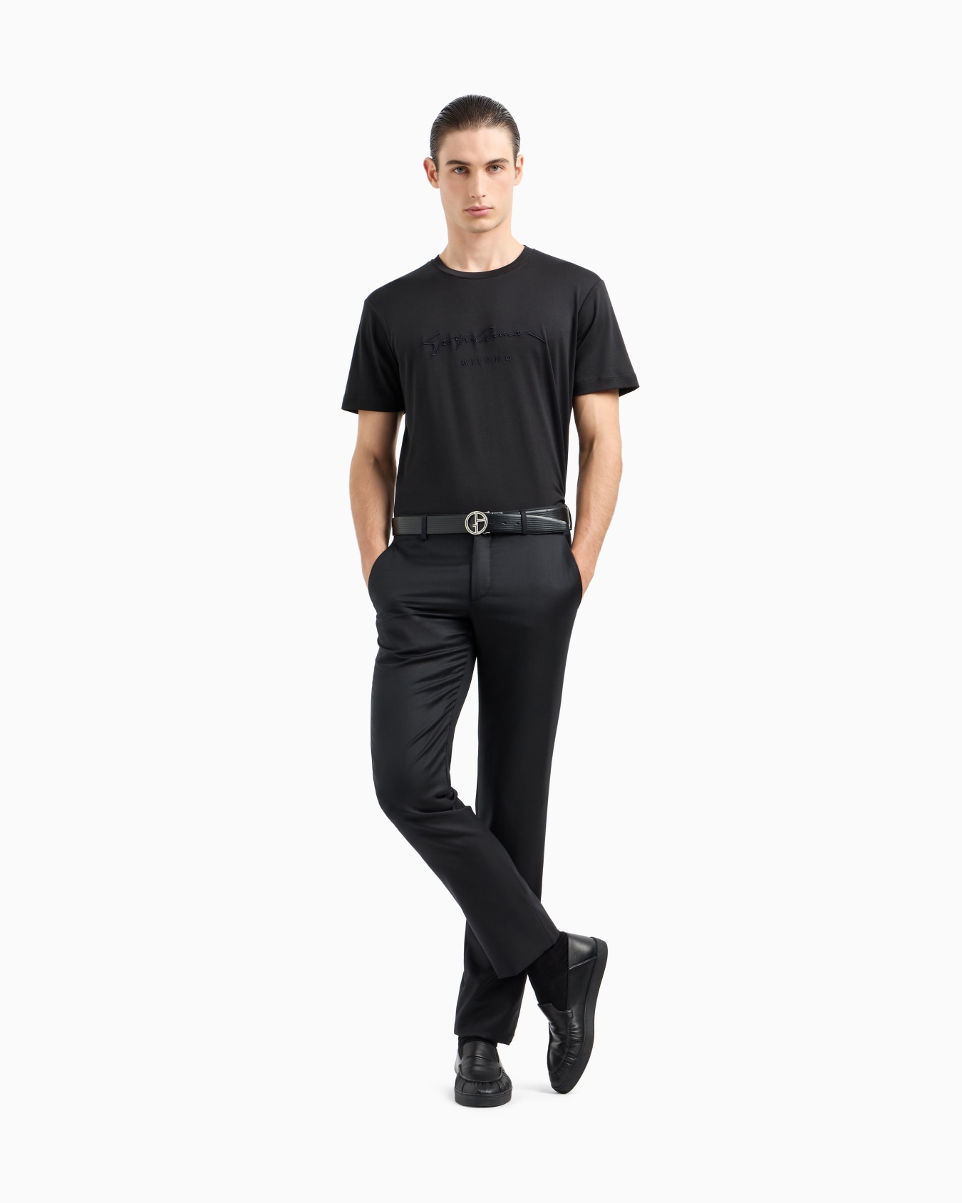 Pure cotton interlock signature logo T-shirt Slide 1