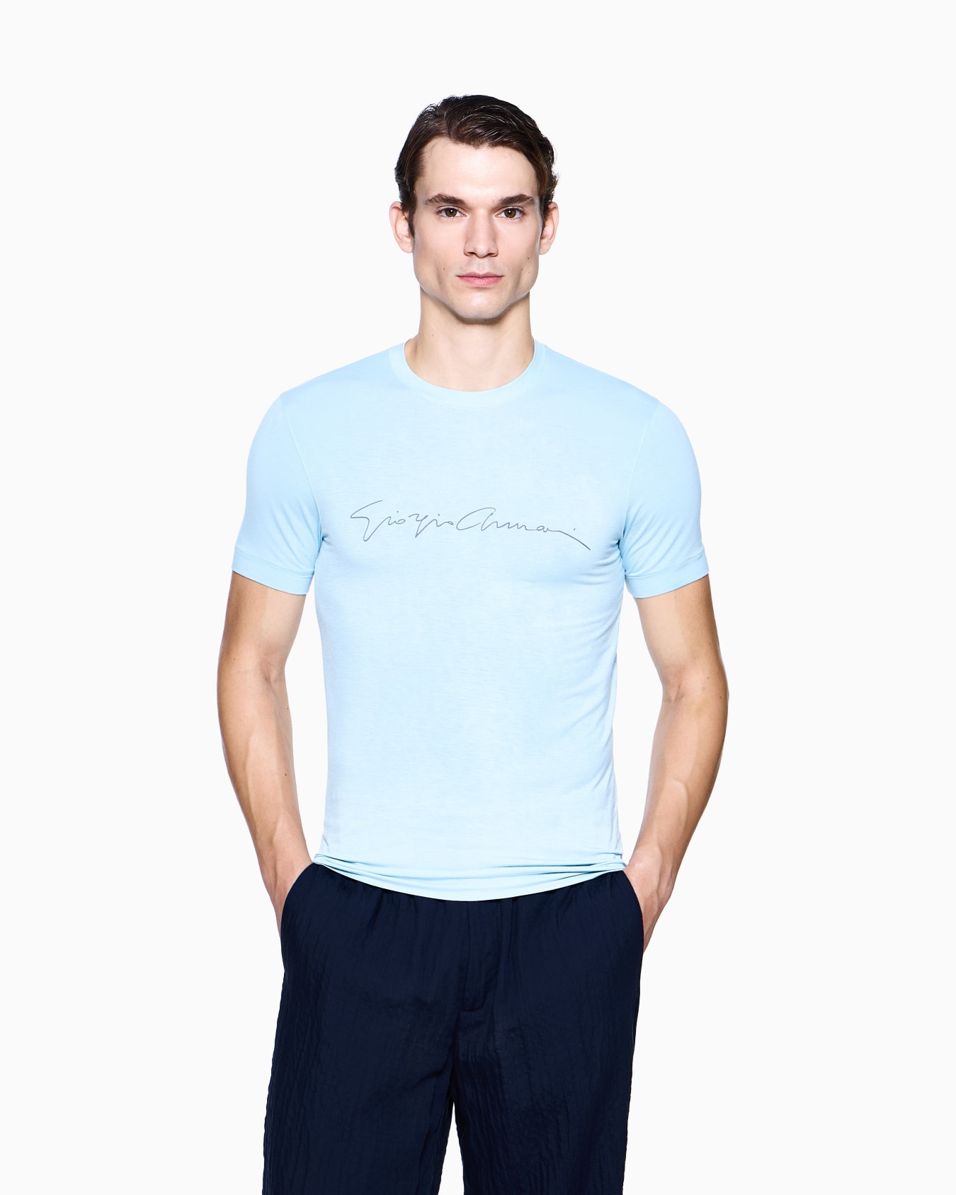 ASV stretch-viscose T-shirt with signature logo Slide 3