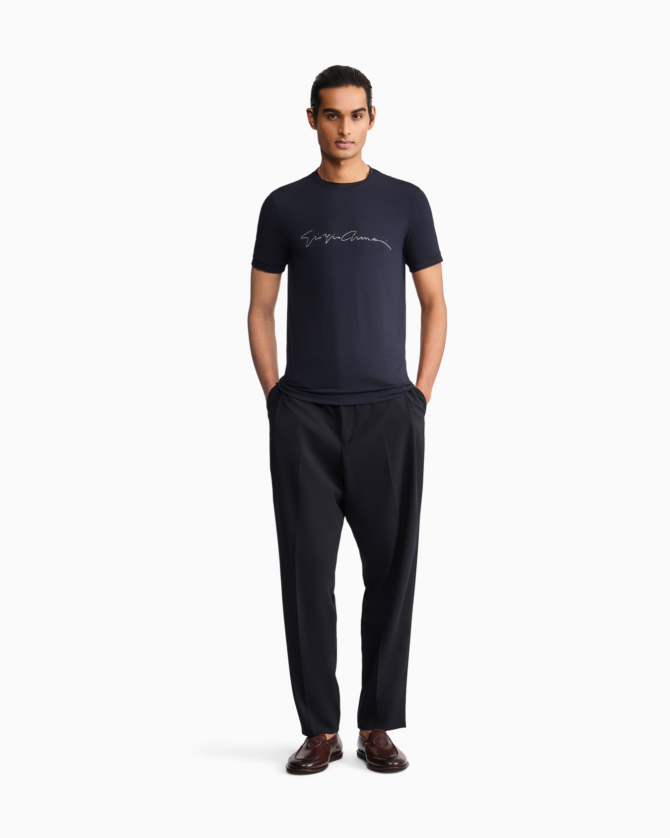 ASV stretch-viscose T-shirt with signature logo Slide 1