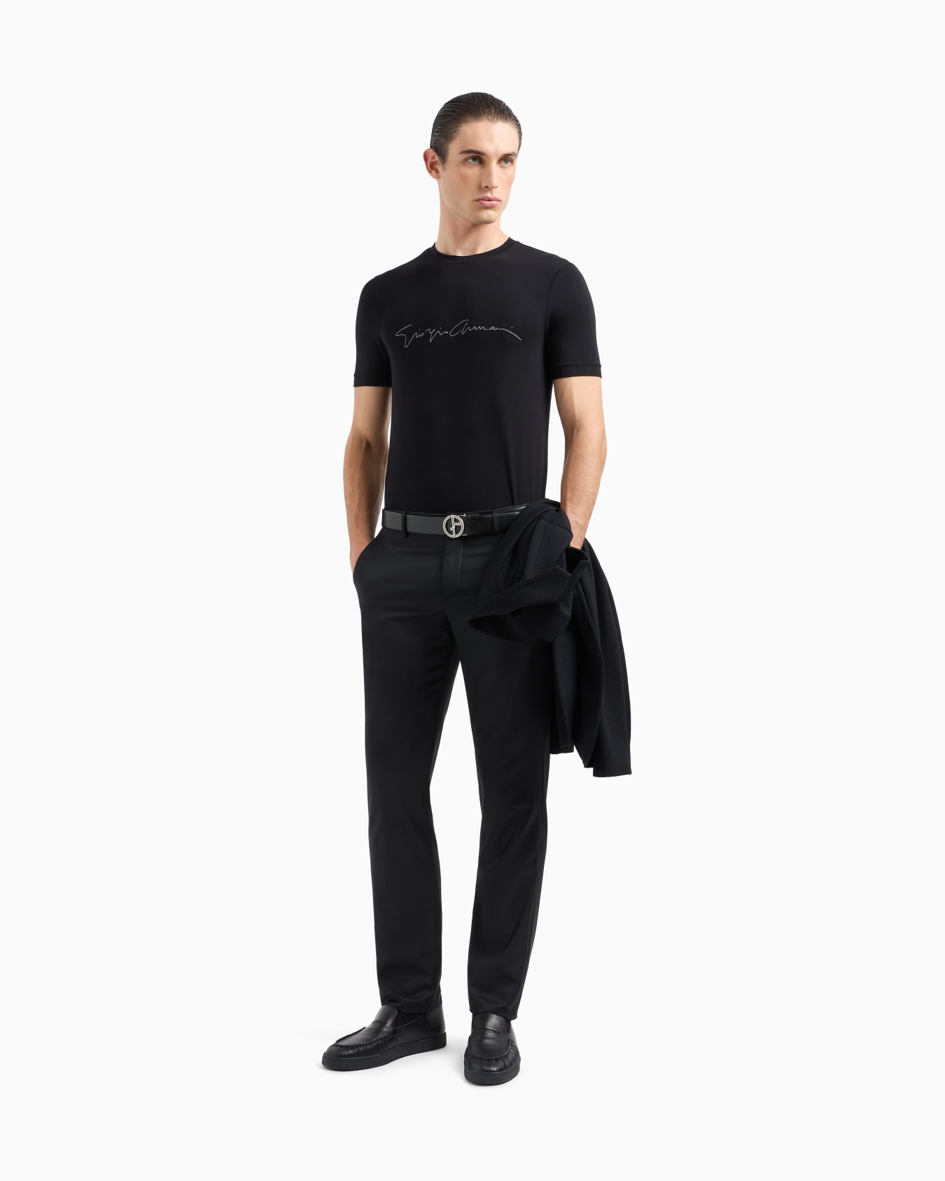 ASV stretch-viscose T-shirt with signature logo Slide 1
