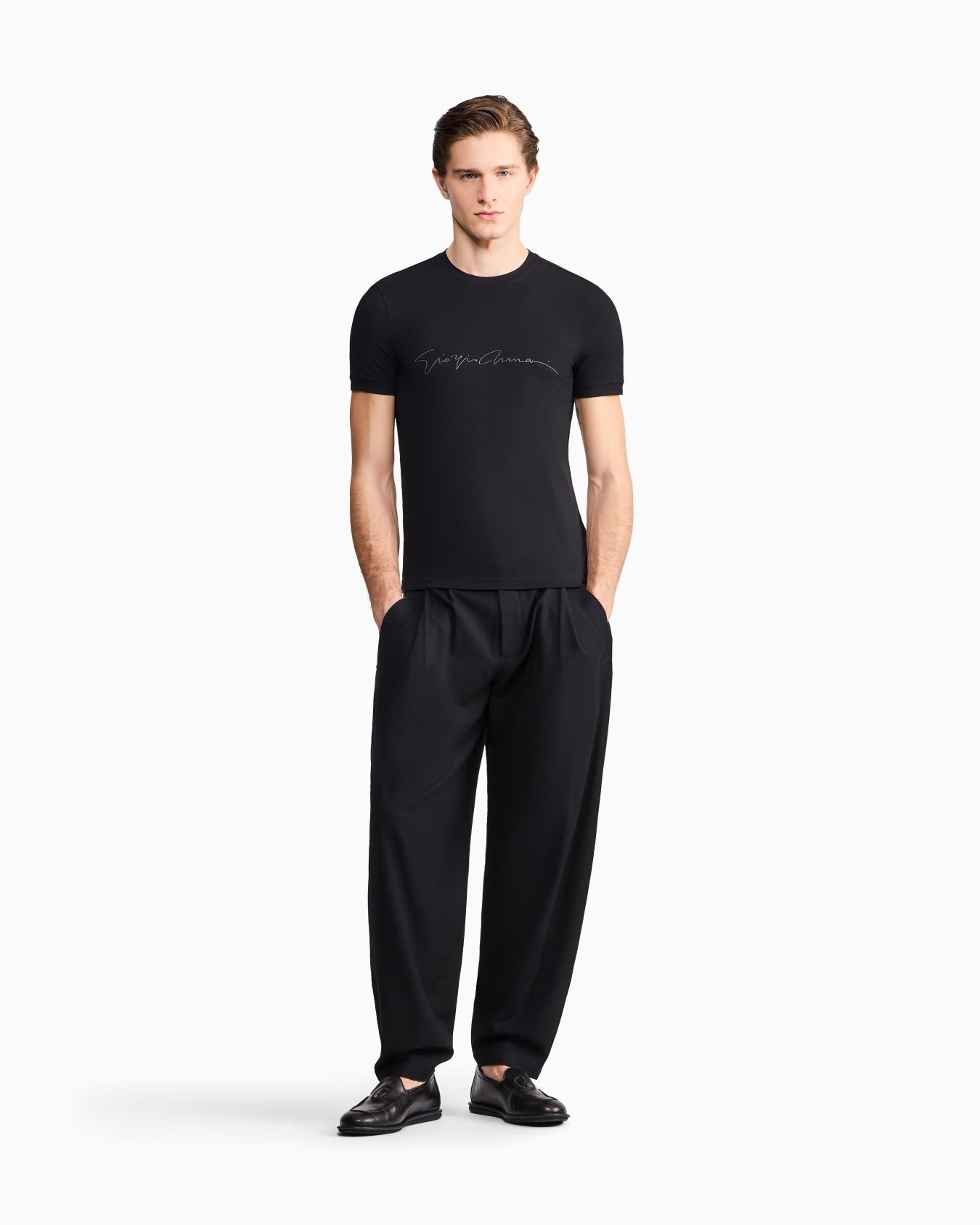 ASV stretch-viscose T-shirt with signature logo Slide 1