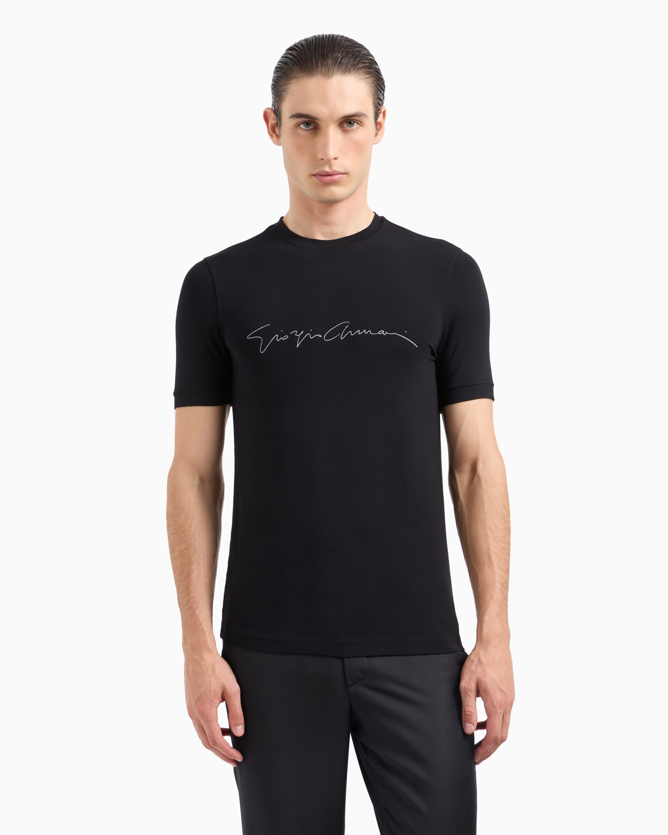 ASV stretch-viscose T-shirt with signature logo Slide 3