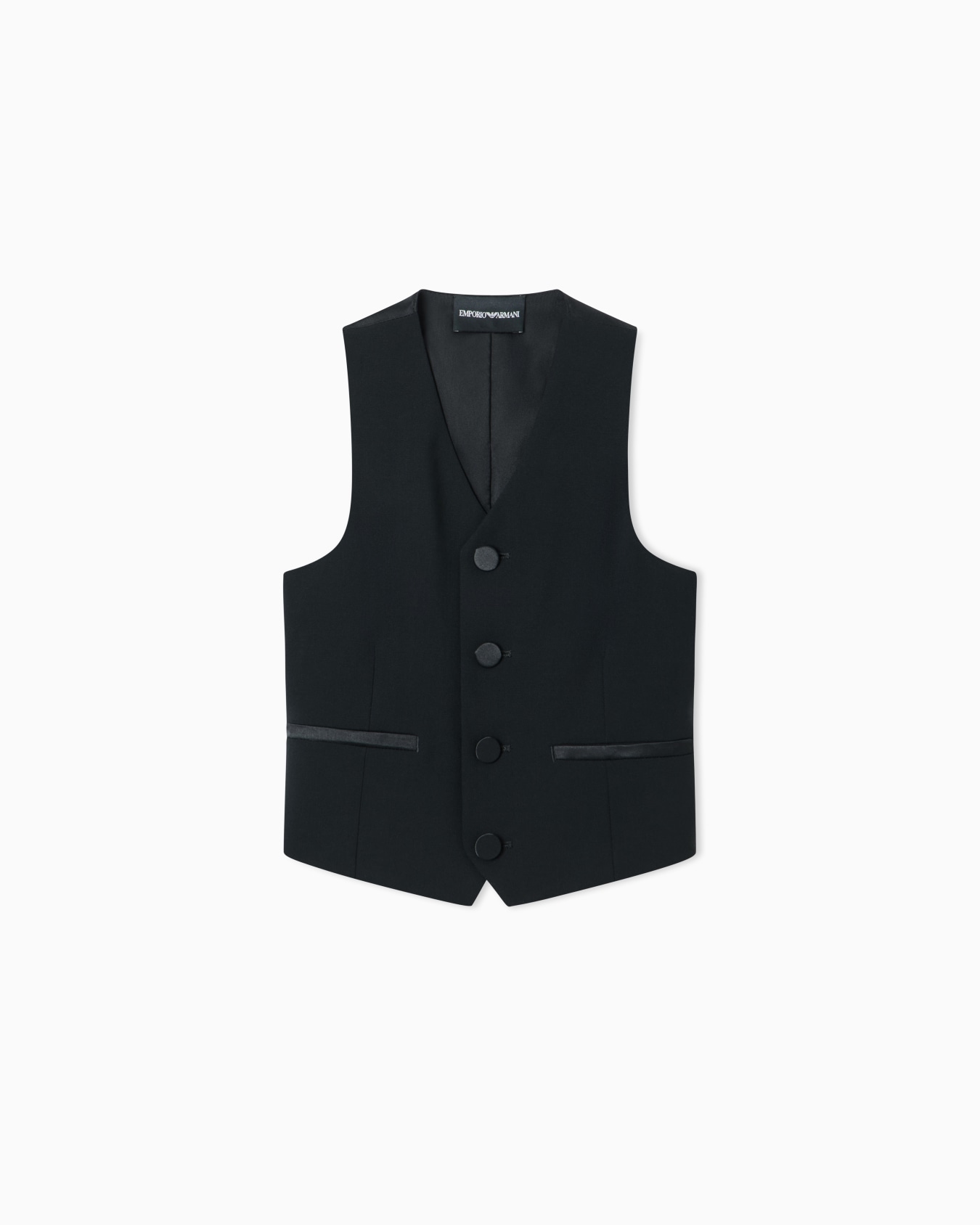 Single-breasted waistcoat in light wool with satin details Slide 0