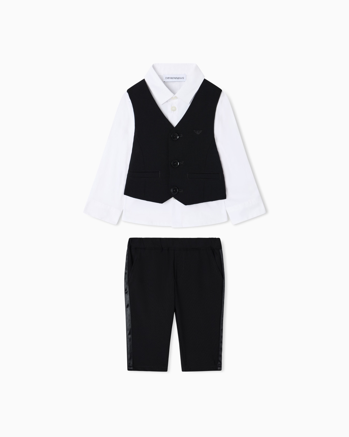 Suit with shirt, waistcoat and trousers in light wool Slide 0