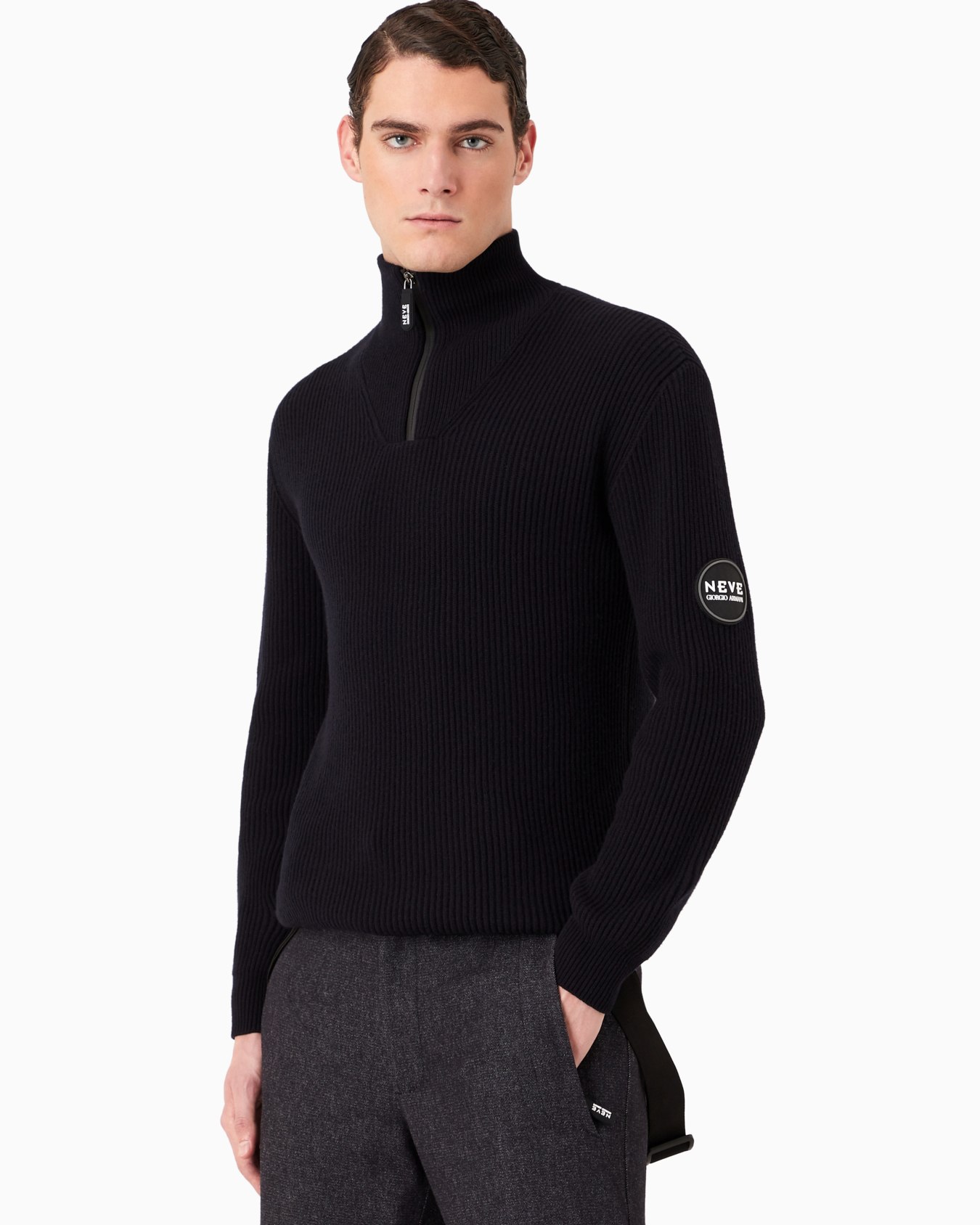 Giorgio Armani Neve mock-neck jumper in wool and cashmere Slide 1