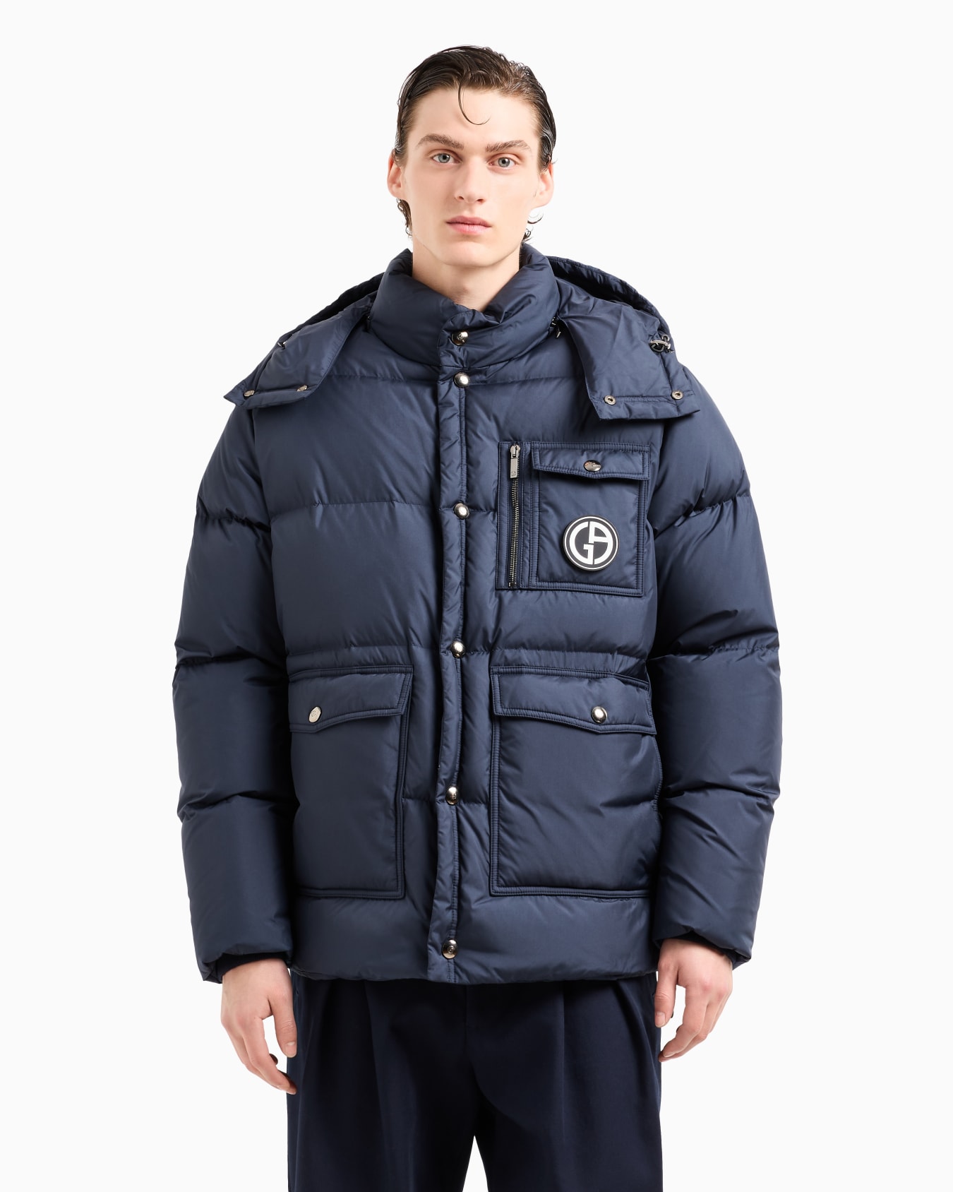 Hooded bomber jacket with goose-down padding ASV Slide 1