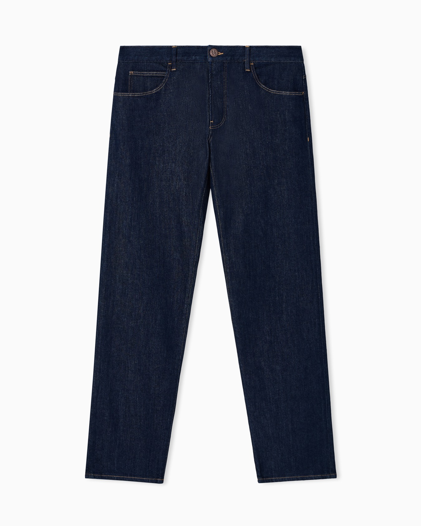 Pantalones cinco bolsillos regular fit de denim de algodón elástico Diapositiva 0