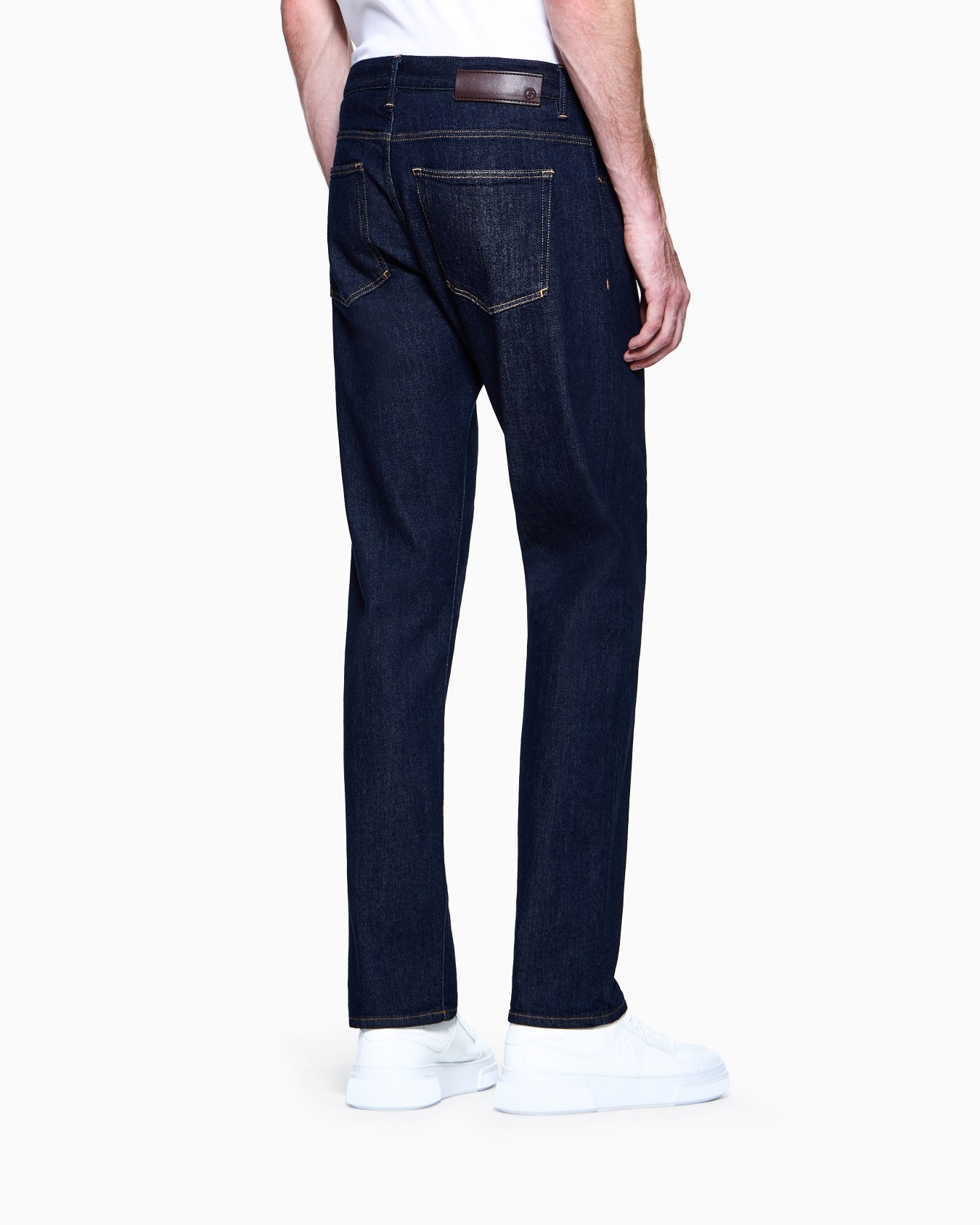 Pantalones cinco bolsillos regular fit de denim de algodón elástico Diapositiva 2