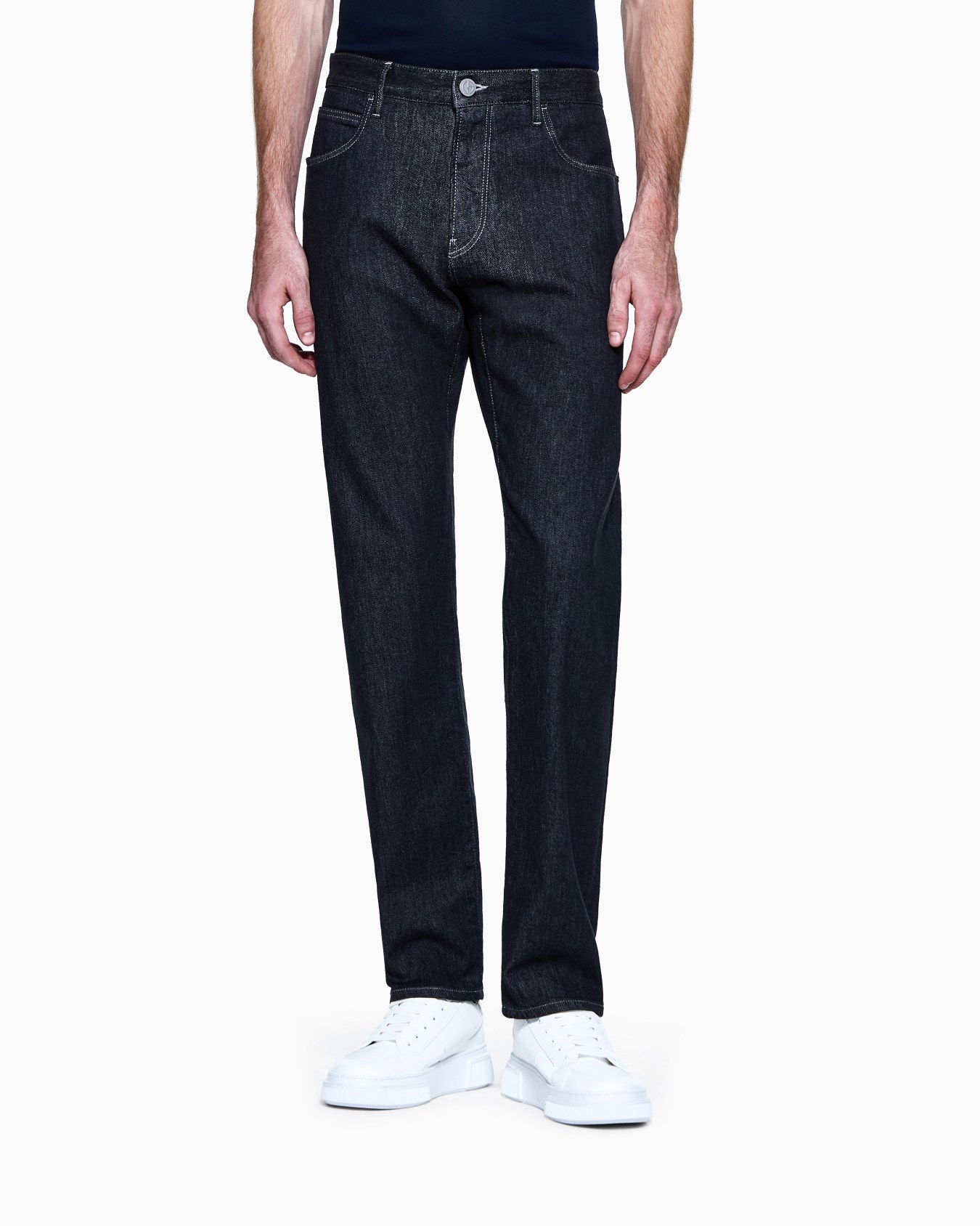 Pantalone 5 tasche regular fit in denim di cotone stretch Slide 2