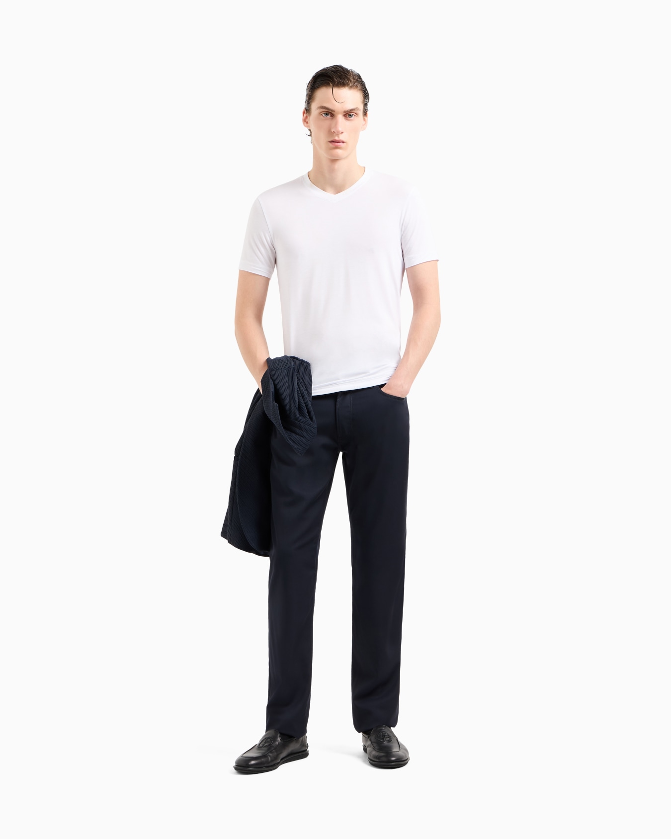 Five-pocket, regular-fit, virgin-wool trousers Slide 1