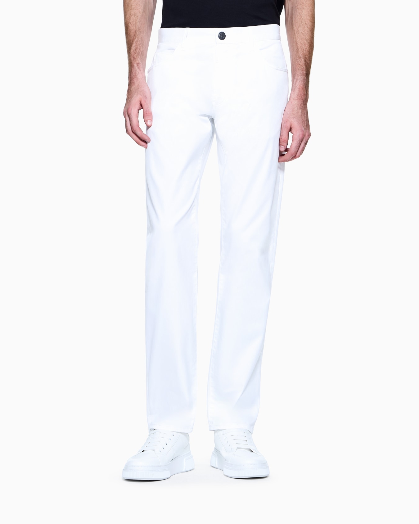 Regular-fit, five-pocket trousers in stretch cotton Slide 3