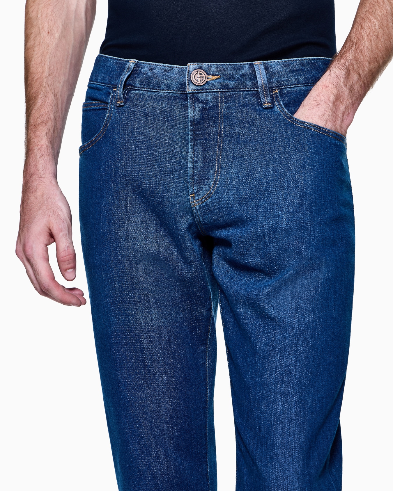 Pantalones cinco bolsillos slim fit de denim de algodón elástico Diapositiva 4
