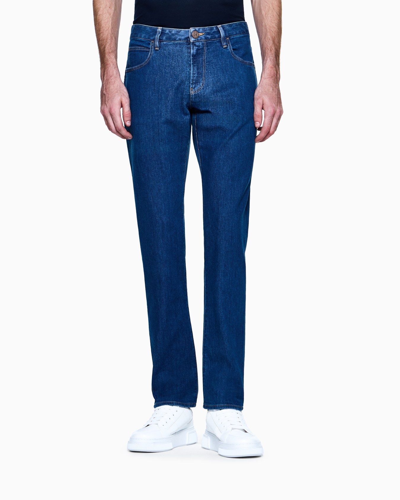Pantalones cinco bolsillos slim fit de denim de algodón elástico Diapositiva 3