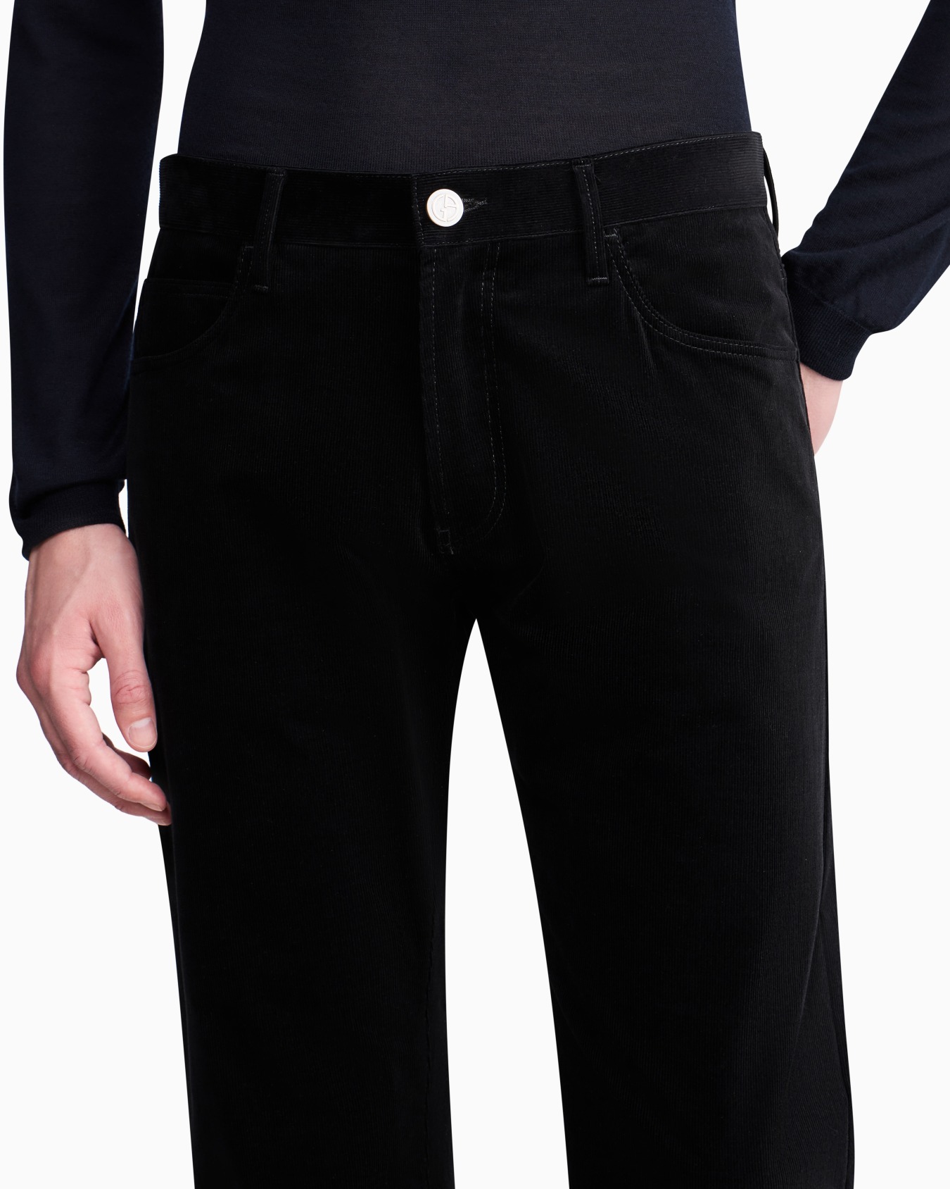 Pantalones cinco bolsillos regular fit de algodón y cachemir de canalé Diapositiva 5