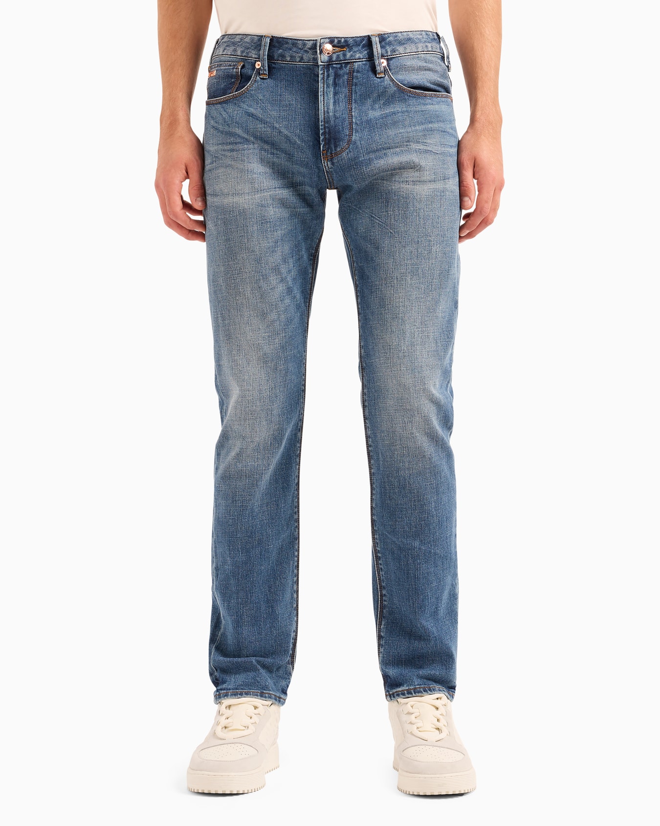 J06 slim-fit, bleached-effect comfort-denim jeans Slide 1