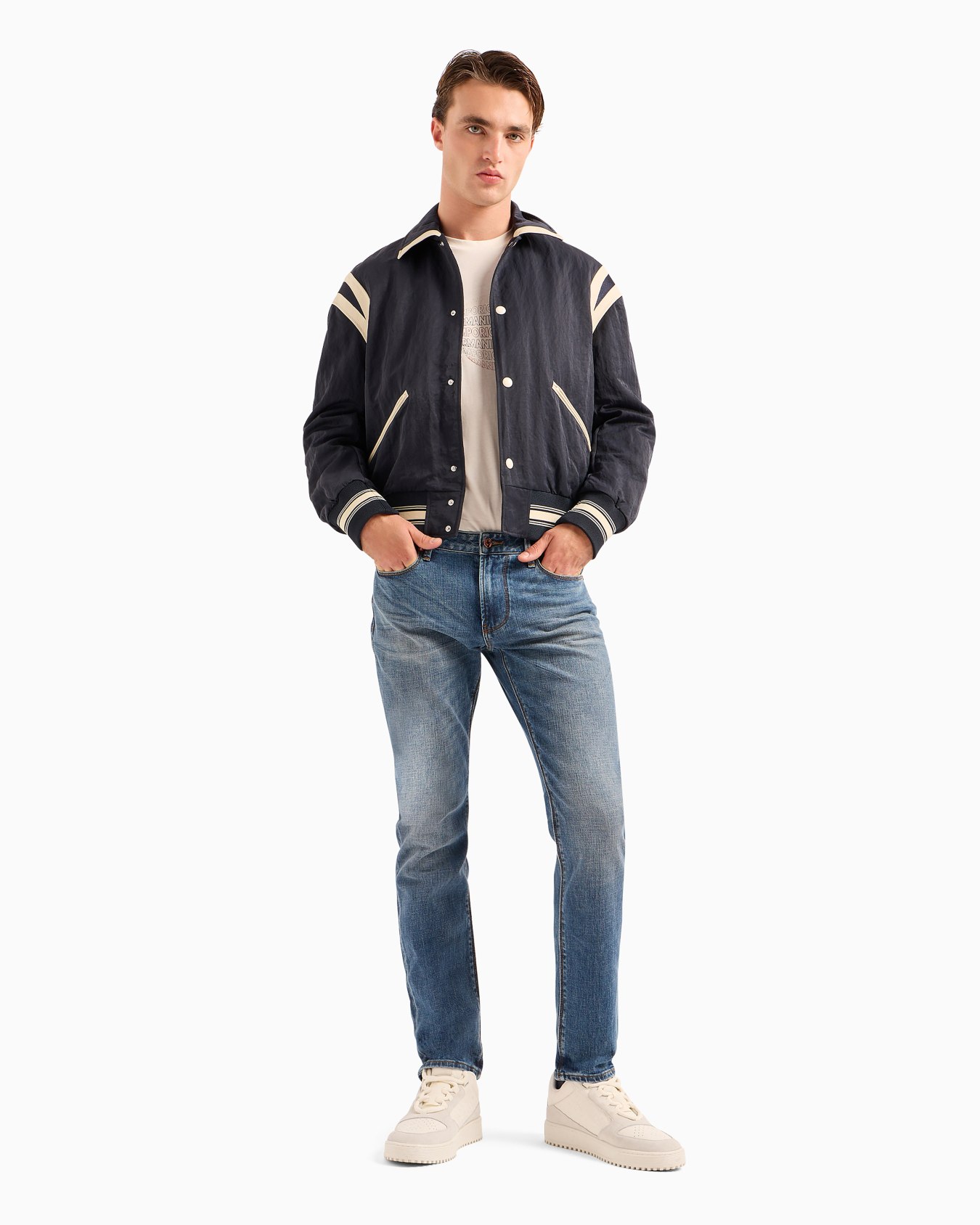 J06 slim-fit, bleached-effect comfort-denim jeans Slide 3