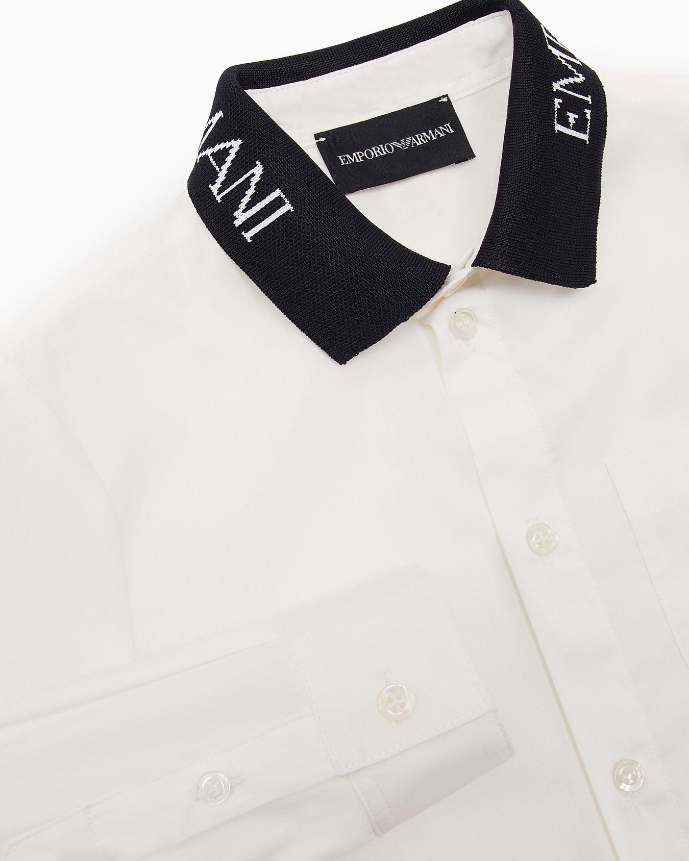 Camicia con collo in maglia logato Slide 1