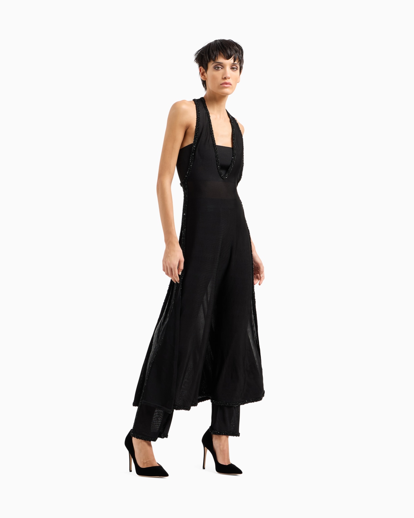 Pantaloni in viscosa con ricami Slide 2