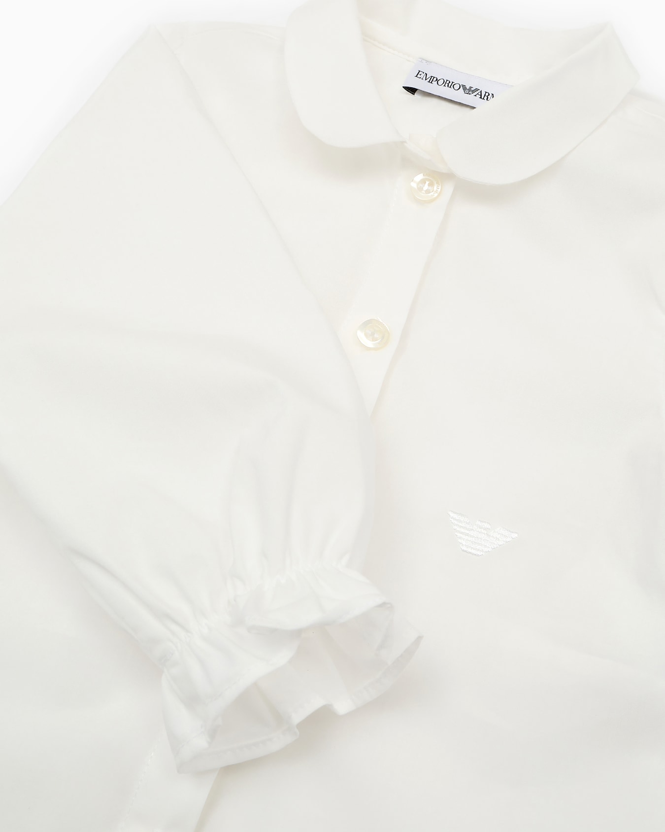 Camicia collo claudine in popeline Slide 1