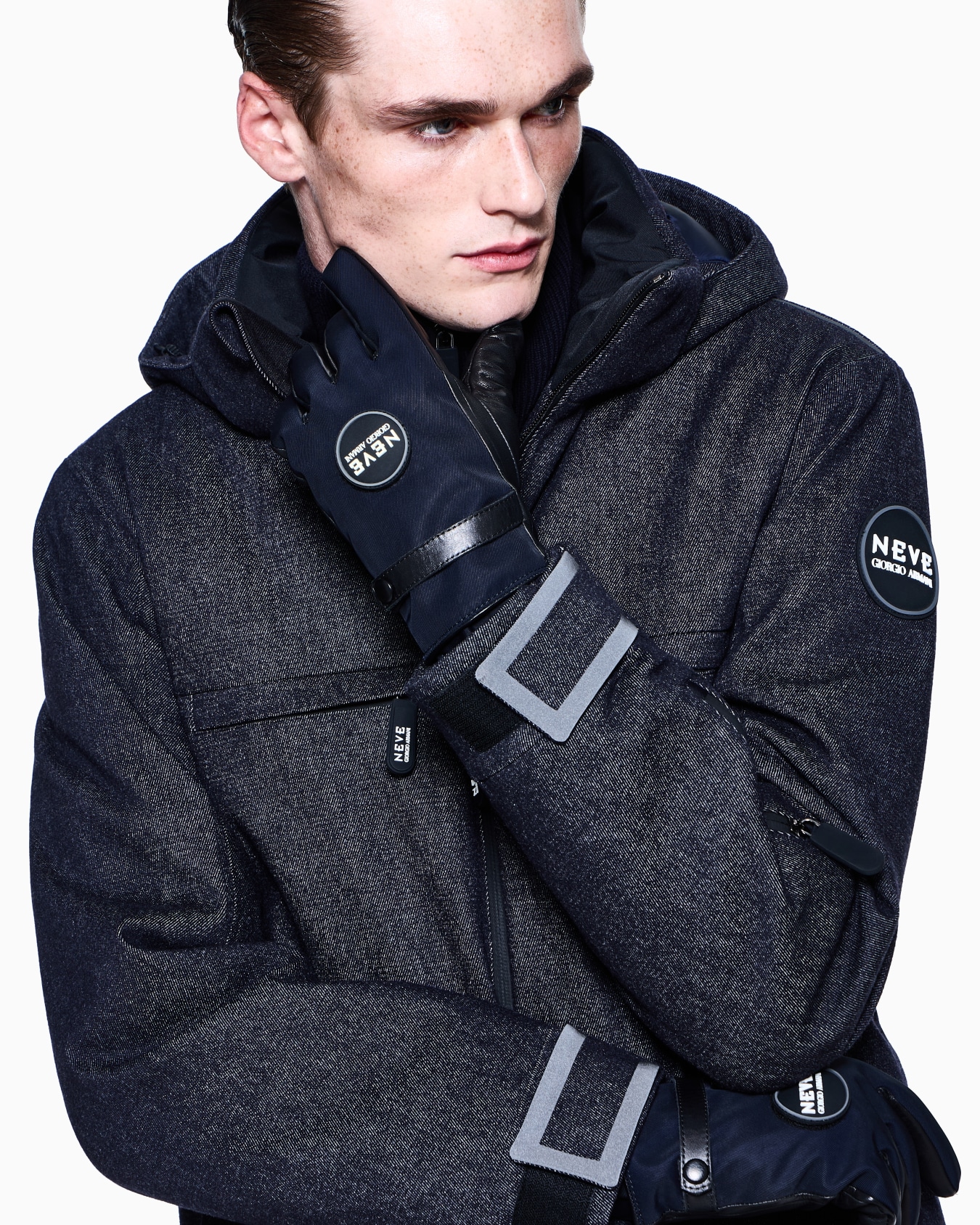 Gants en cuir nappa et nylon technique Giorgio Armani Neve Diapositive 3