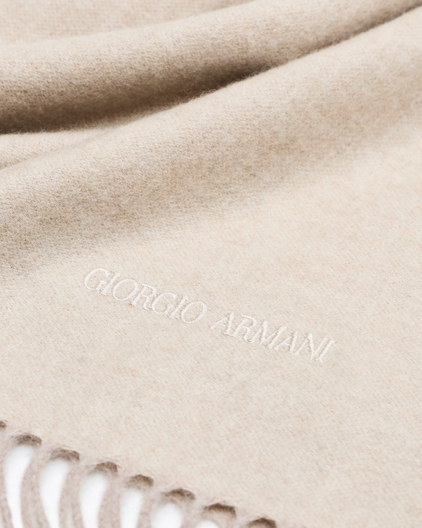 Cashmere scarf with embroidered logo Slide 1