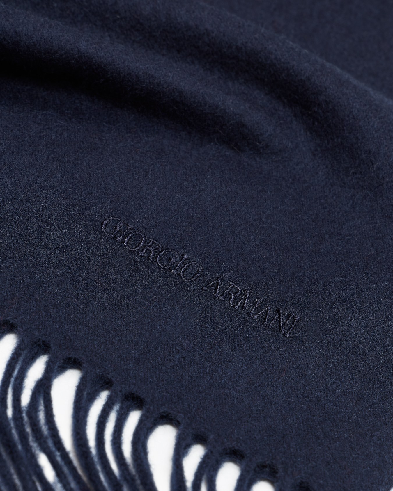 Cashmere scarf with embroidered logo Slide 1