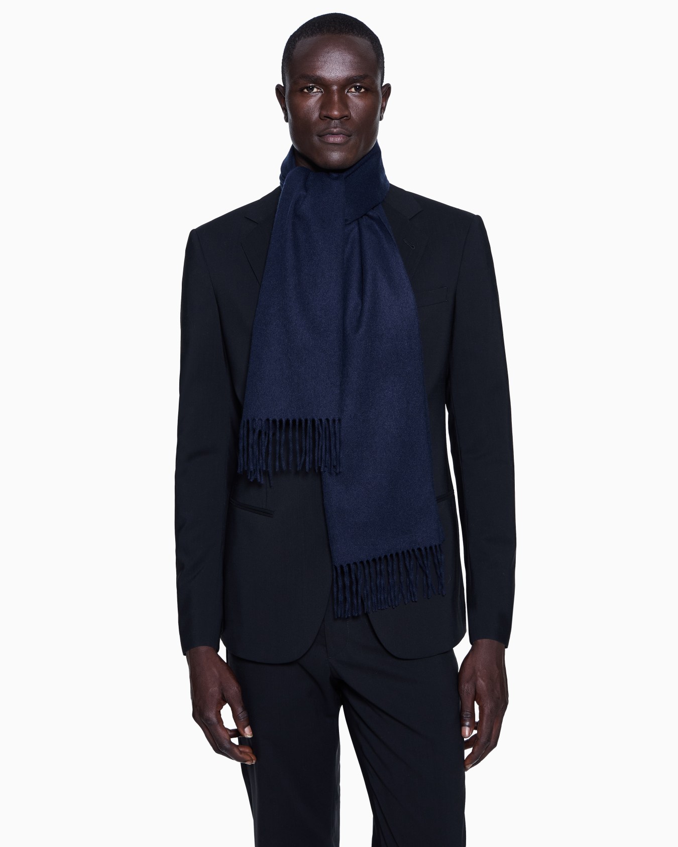 Cashmere scarf with embroidered logo Slide 2