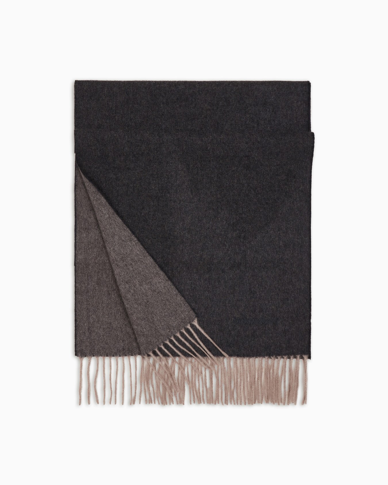 Cashmere scarf with embroidered logo Slide 0