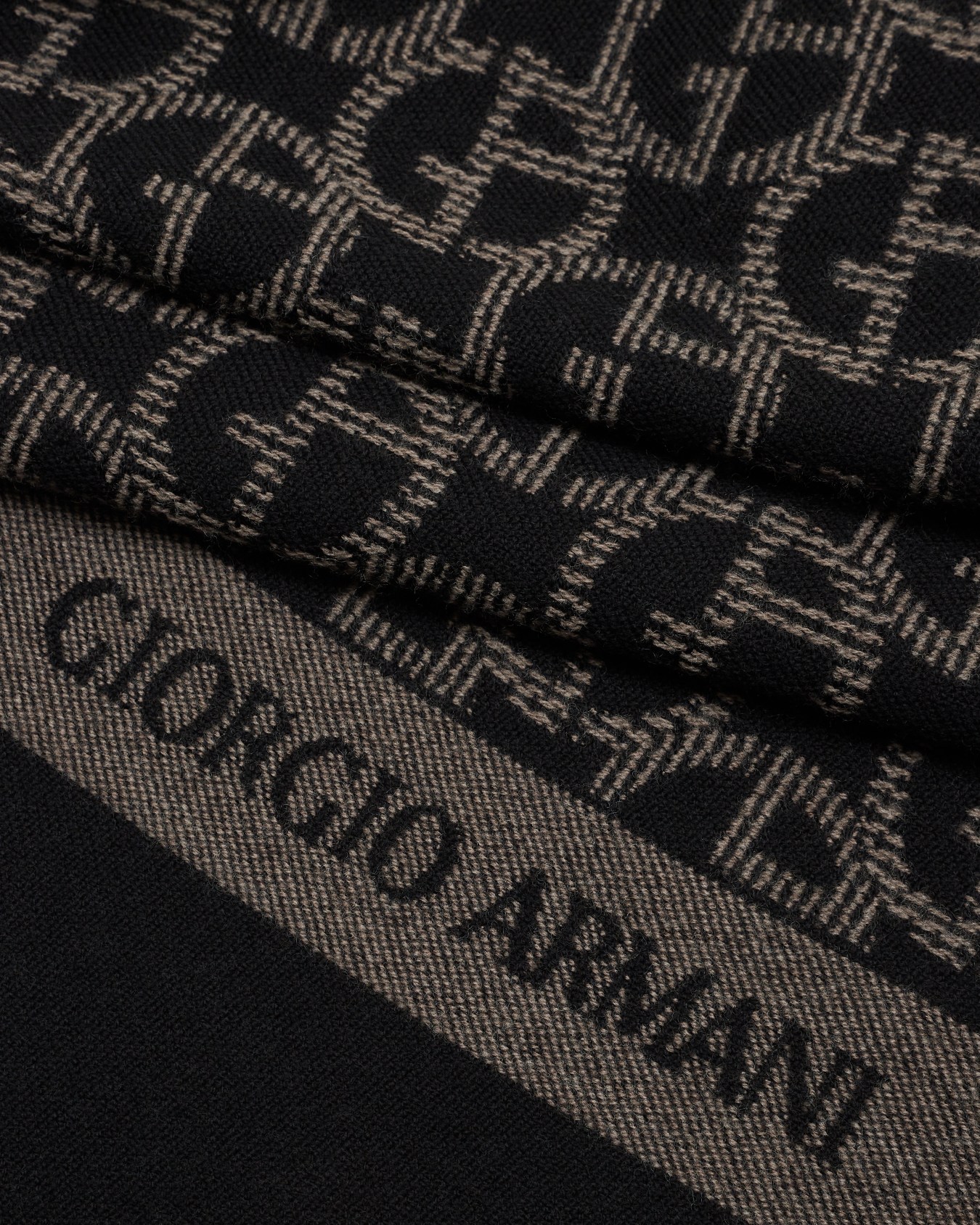 Wool scarf with jacquard monogram Slide 1