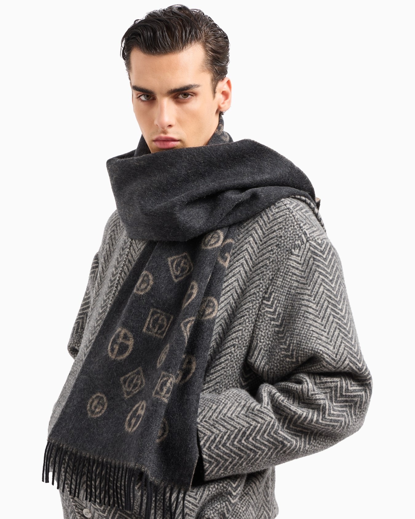 Écharpe en cachemire jacquard monogramme Diapositive 2