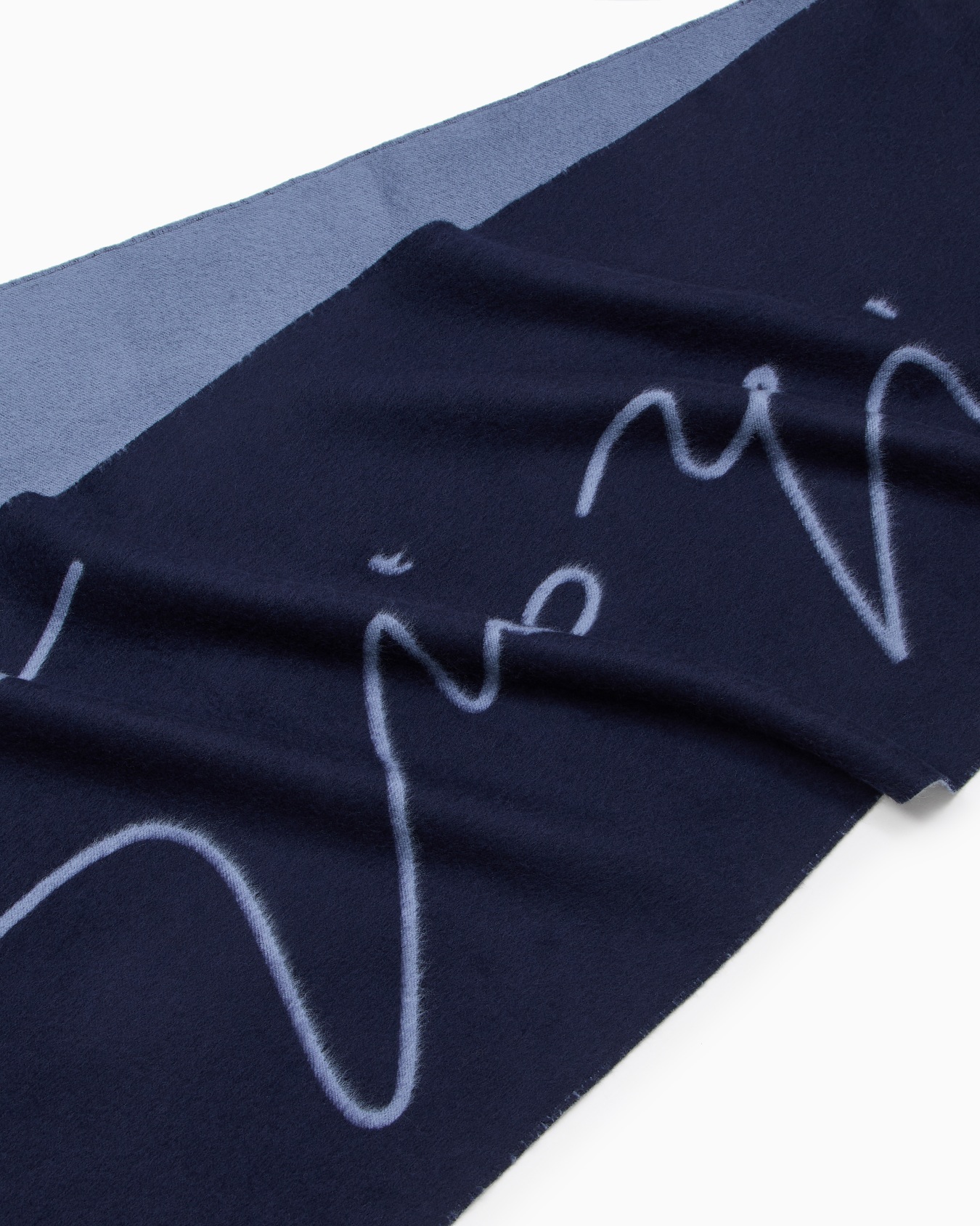 Two-tone wool and silk scarf with signature logo Slide 1