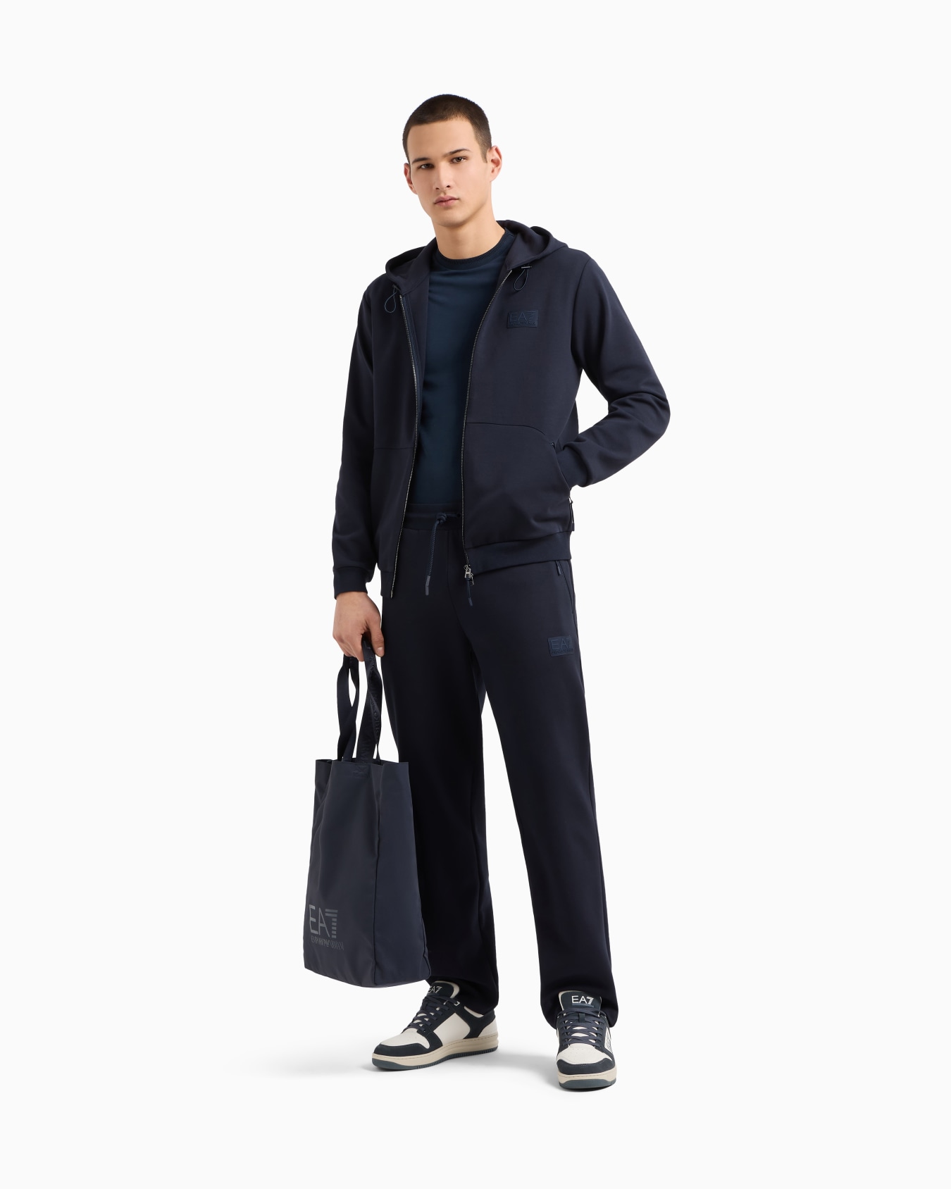 Lux Identity cotton-blend interlock hooded sweatshirt Slide 1