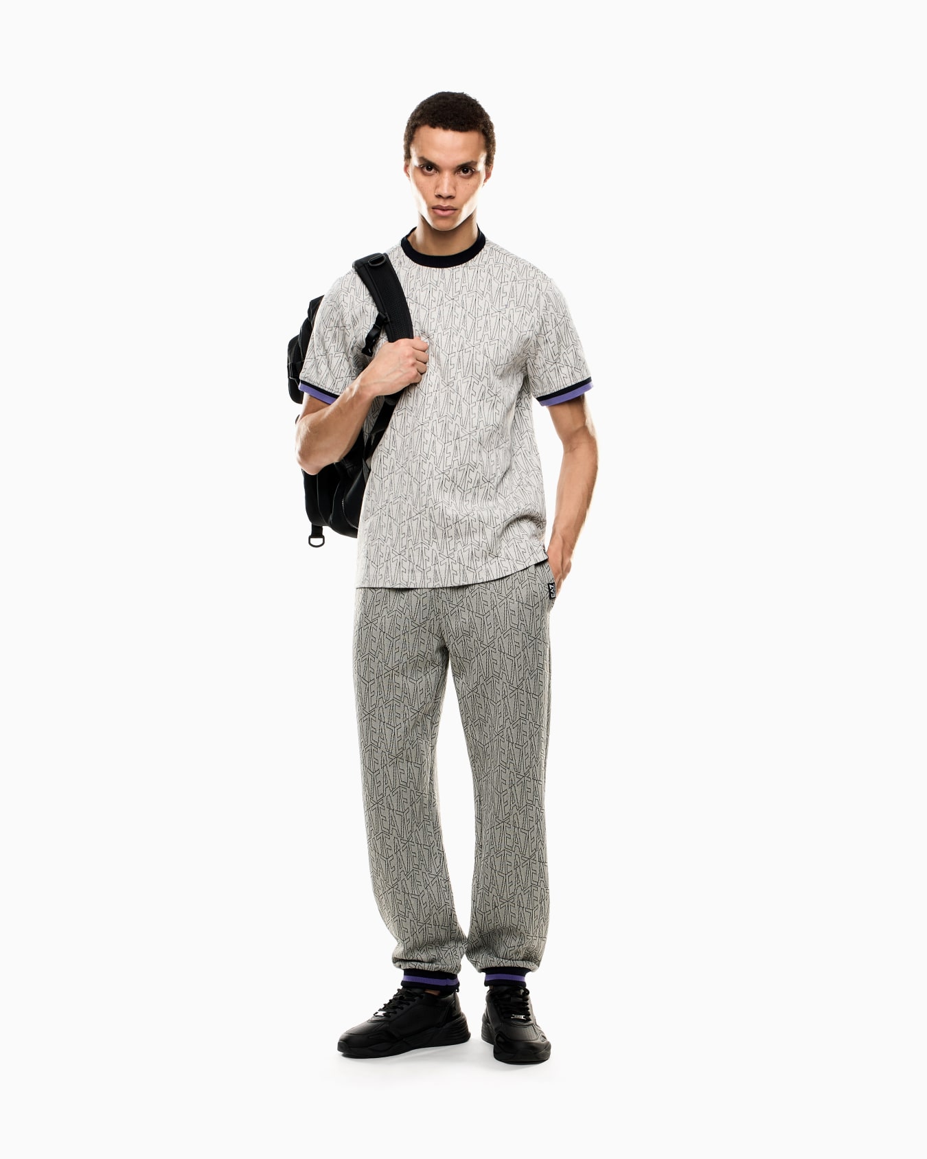 Jacquard cotton jersey crew-neck T-shirt  Slide 1