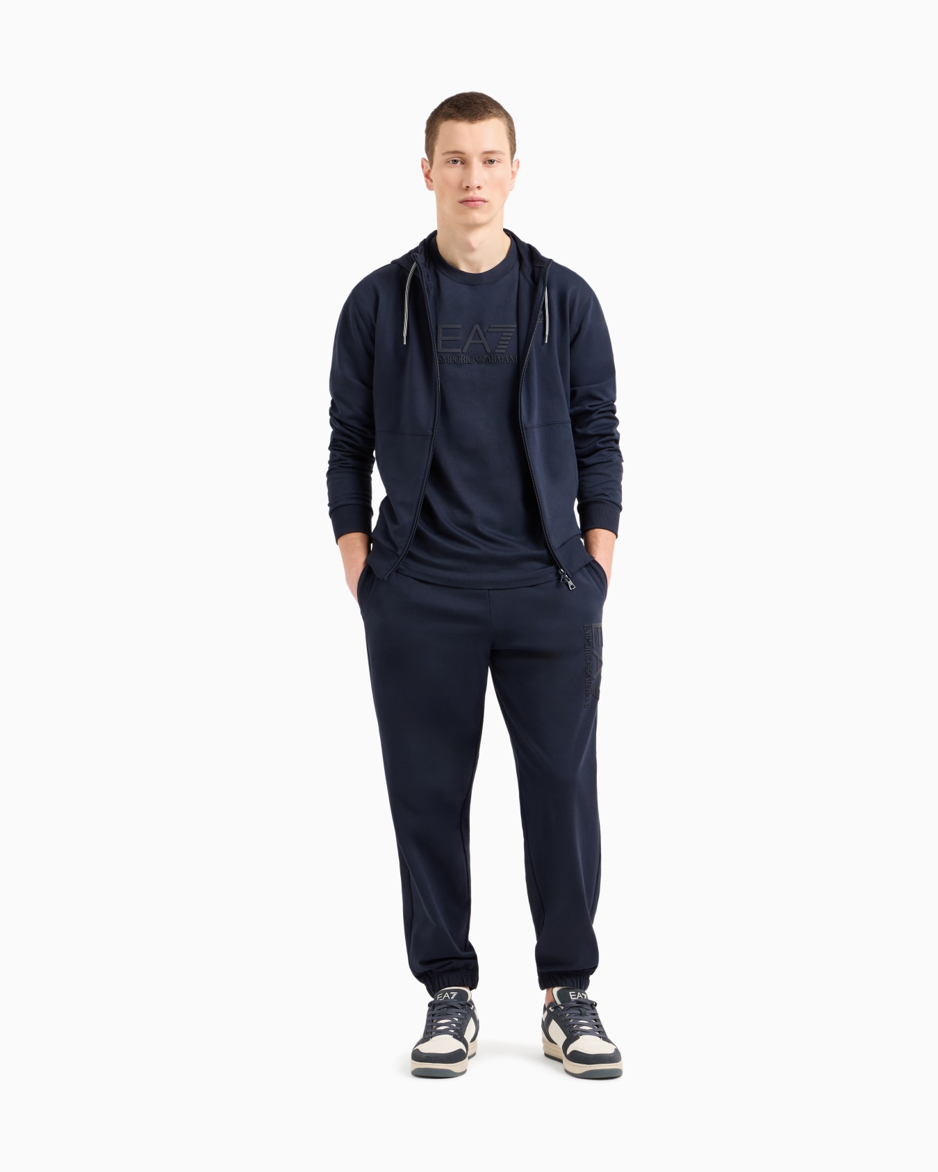 Visibility cotton hooded, zip-up sweatshirt  Slide 1