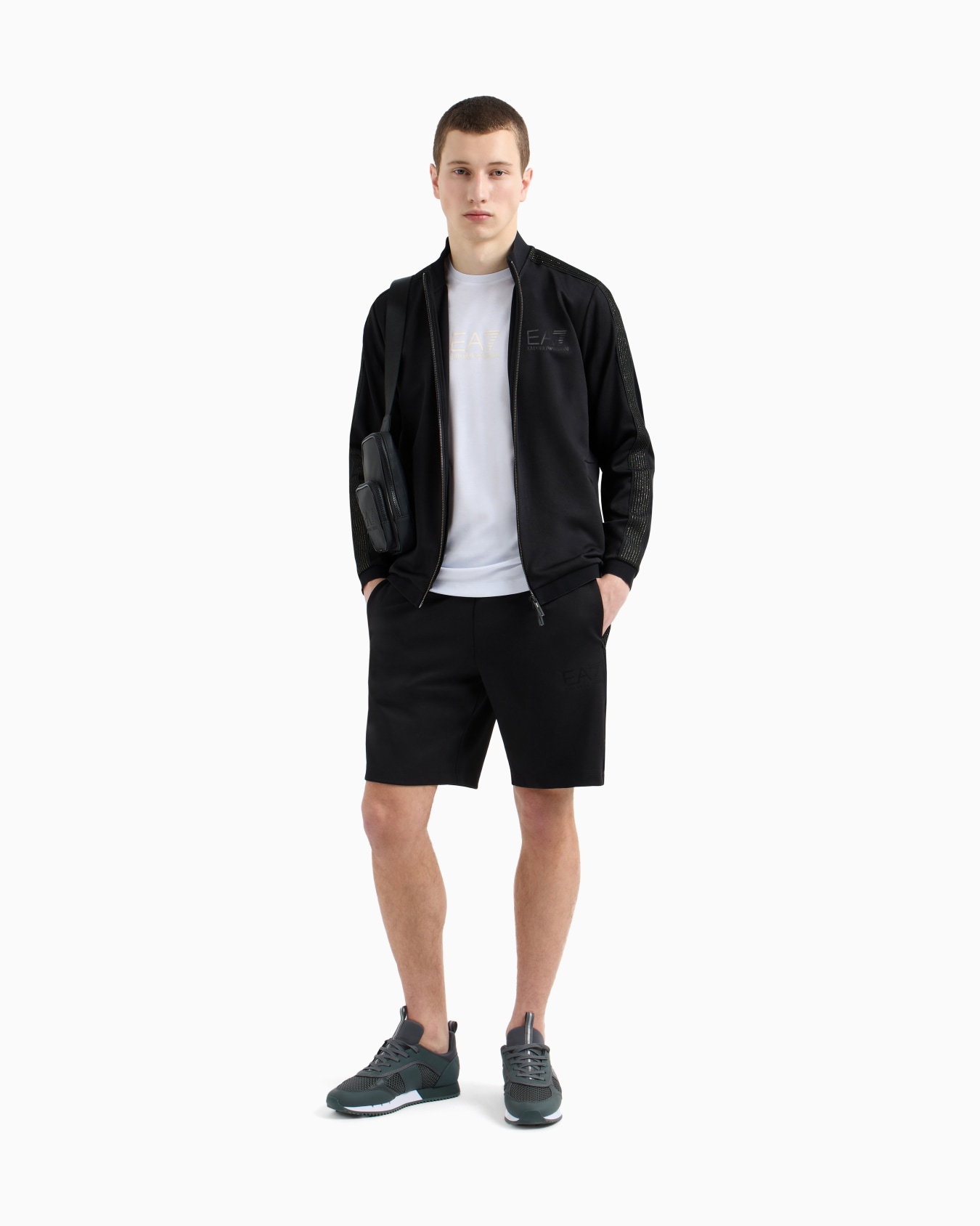 Gold Label zip-up sweatshirt in stretch technical twill Slide 1